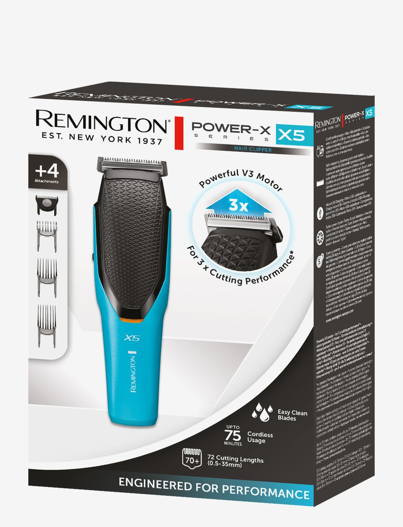 Remington - HC5000 X5 PowerX Series Hair Clipper - skäggtrimmer - clear - 1