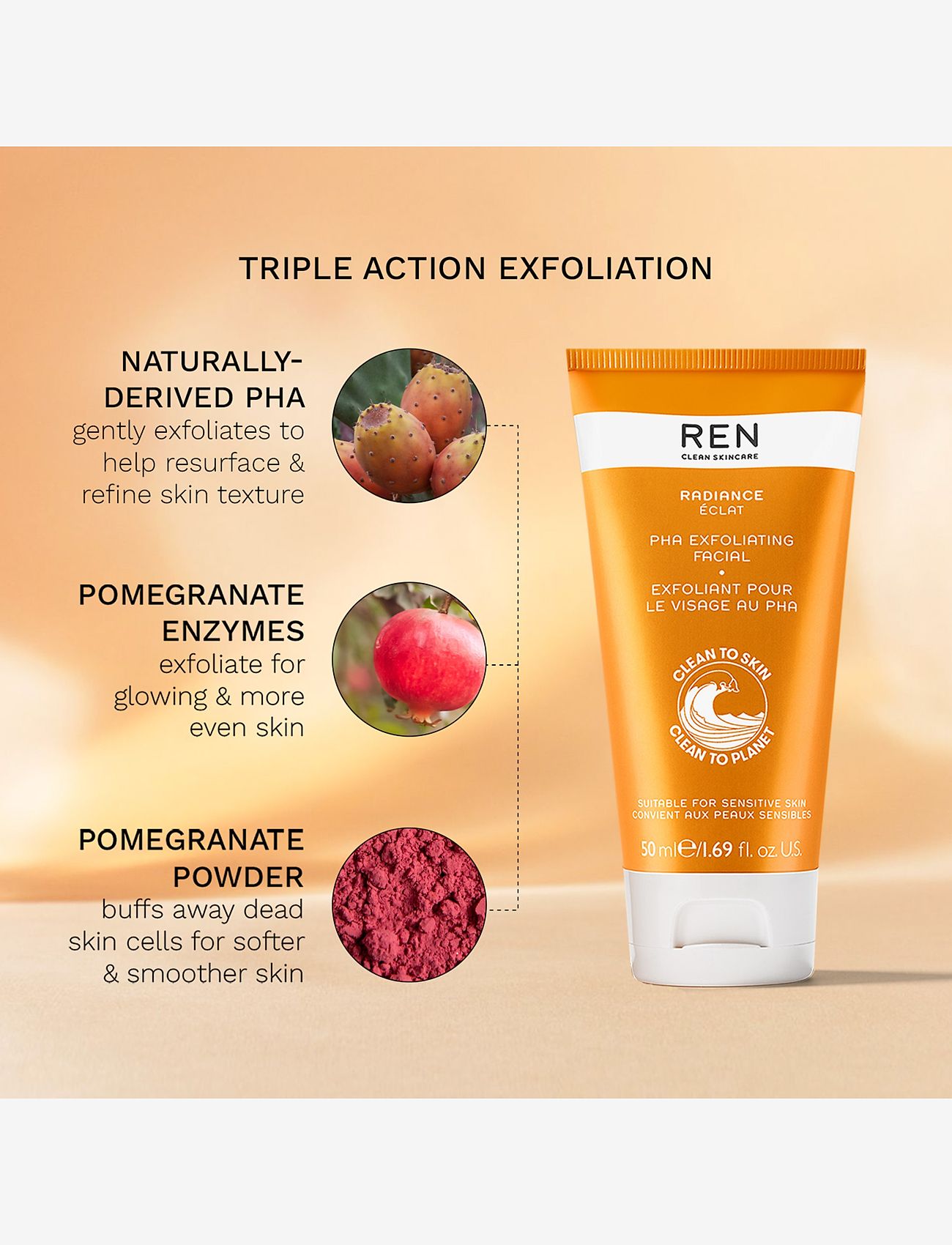 REN - PHA EXFOLIATING FACIAL 50 ML - clear - 1