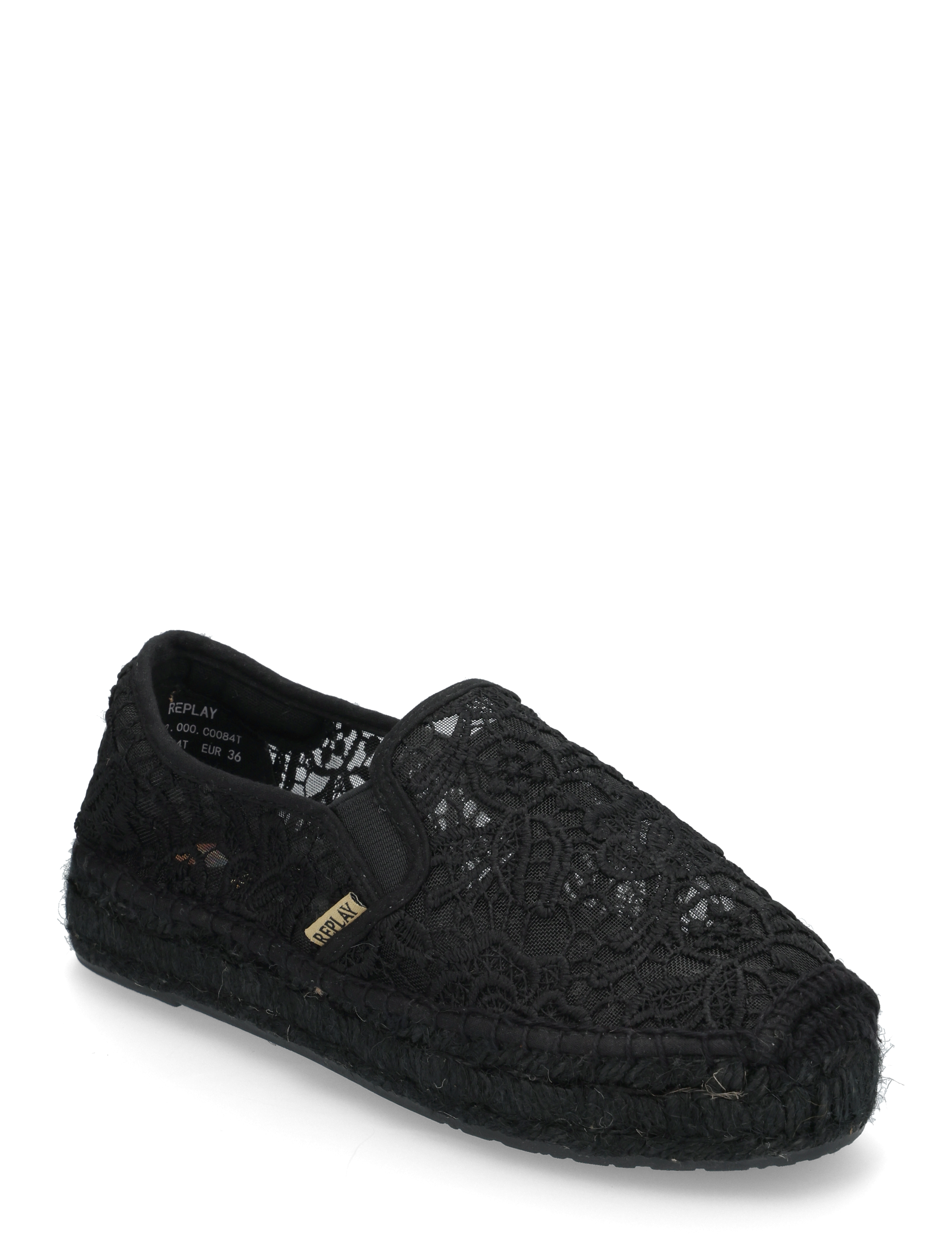 Replay Nash Macrame', 37, Black, Espadriller > Flade Espadriller, Dame