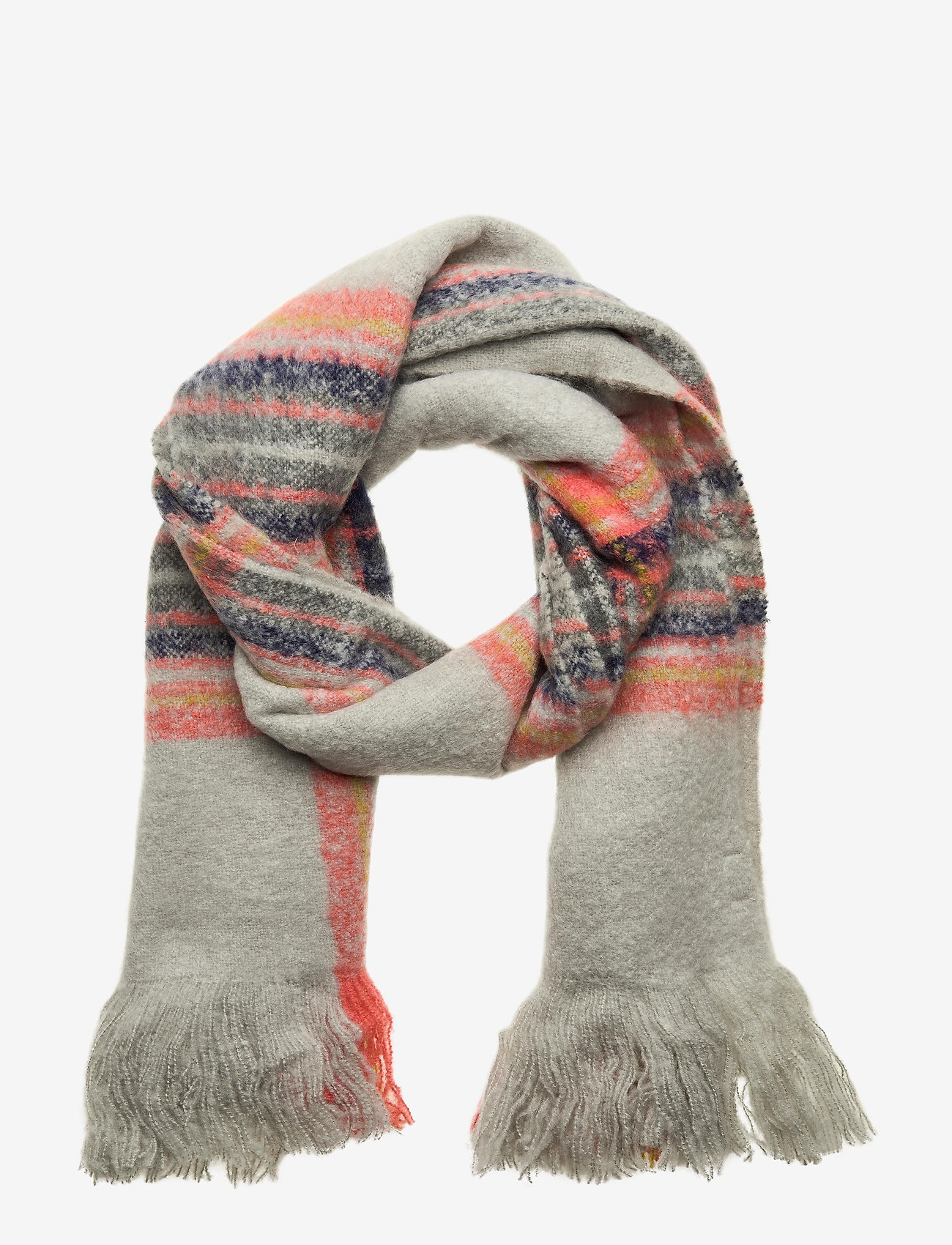 Scarf - LT GREY-RED LIPS-BROWN GREY