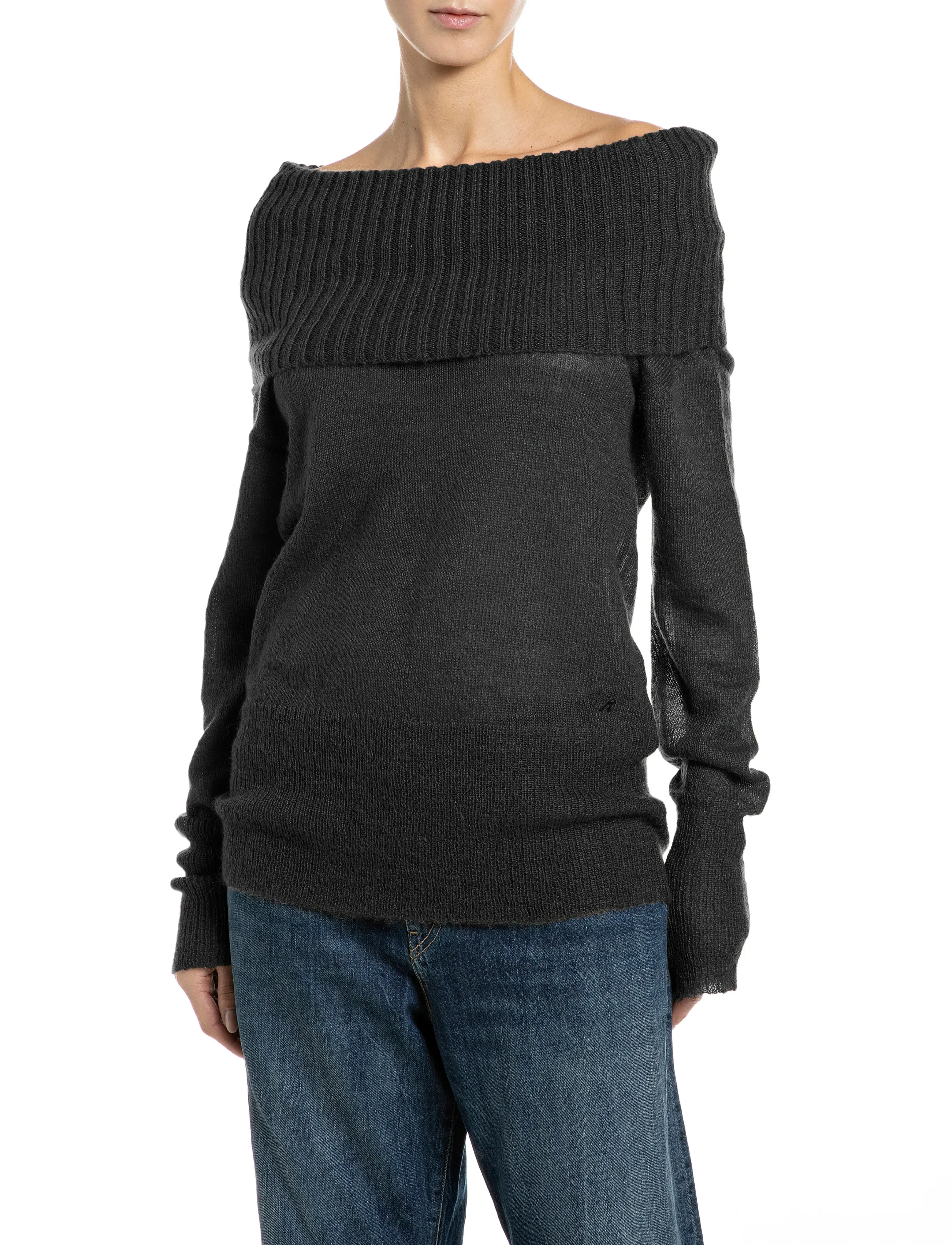 Replay - Sweater REGULAR - stickade tröjor - black - 0