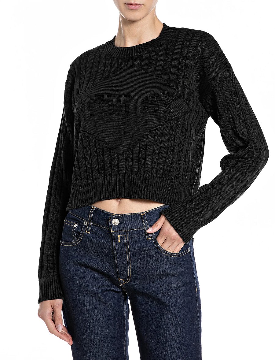 Replay - RELAXED NATURAL COMPONENT Sweater - black - 0