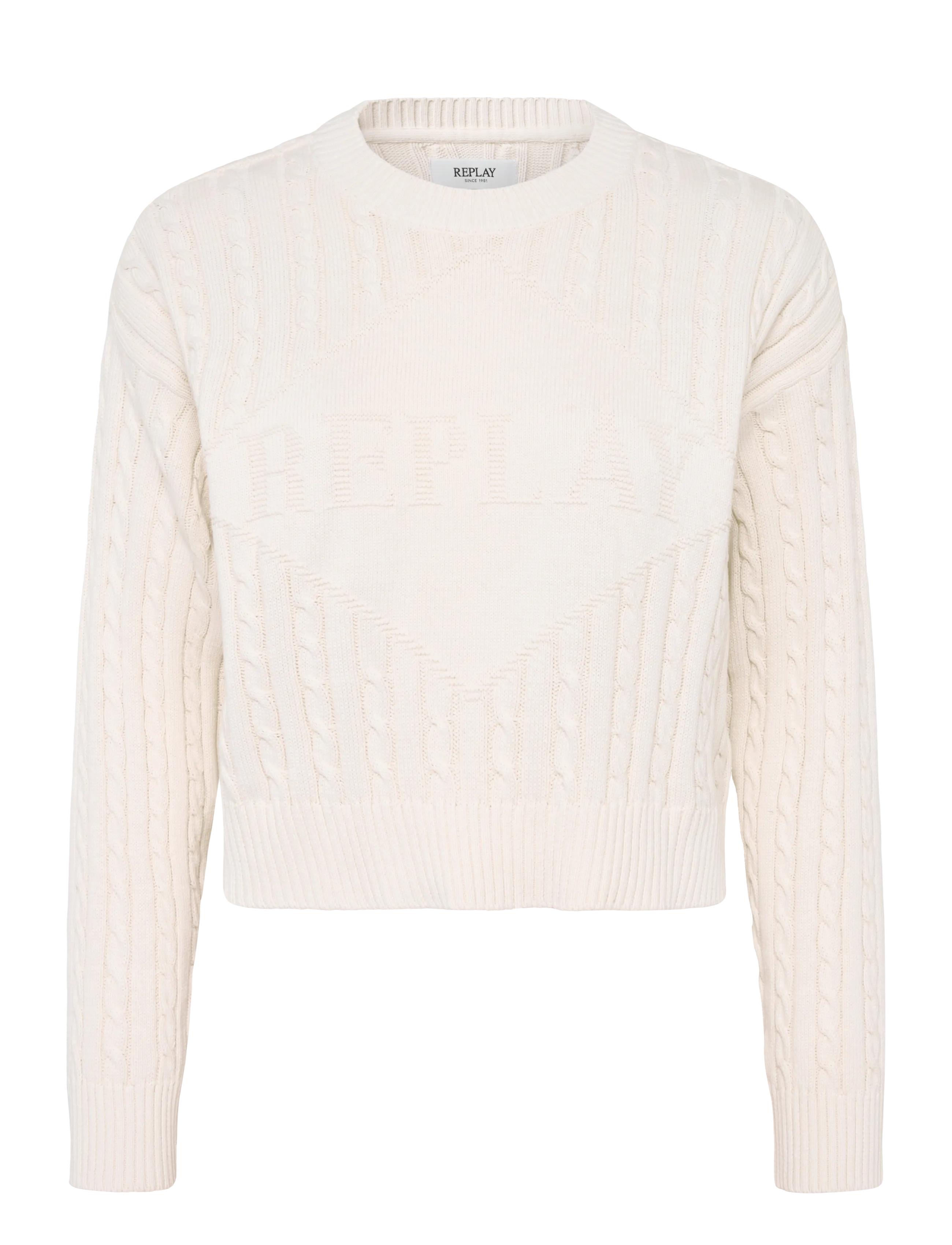 Replay RELAXED   NATURAL COMPONENT Sweater - Crop tops - WHITE / cream
