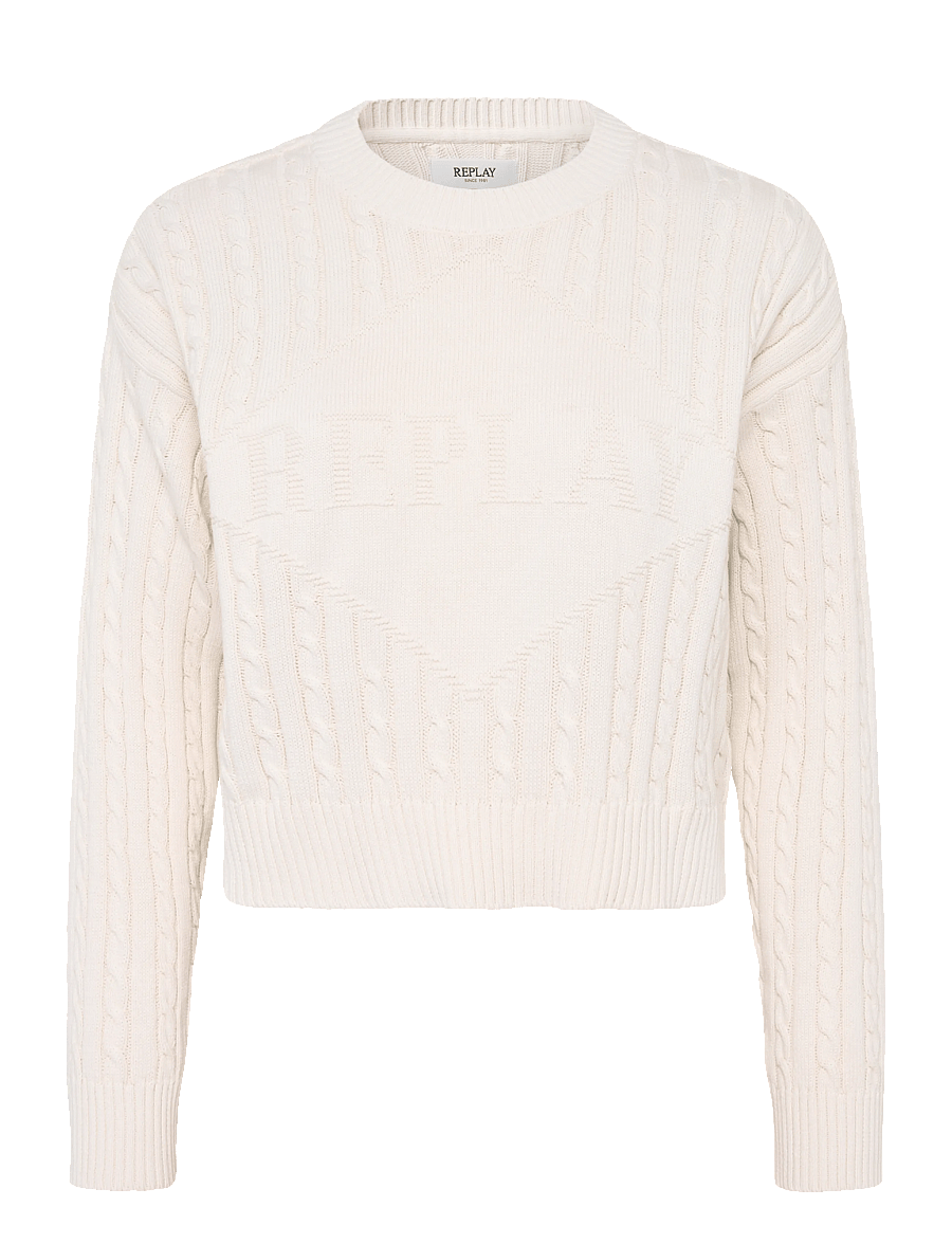 Replay - RELAXED NATURAL COMPONENT Sweater - crop tops - white - 1