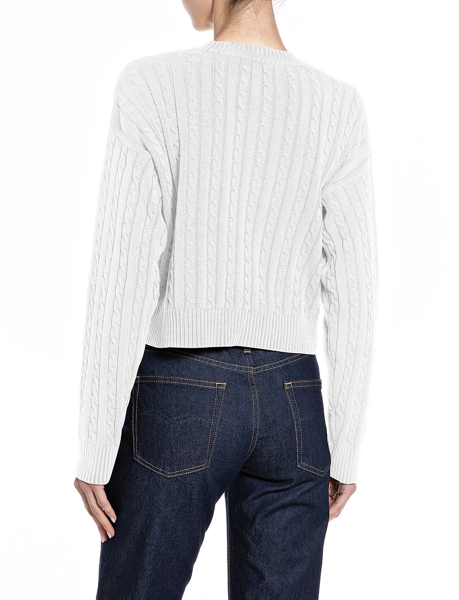 Replay - RELAXED NATURAL COMPONENT Sweater - crop tops - white - 3