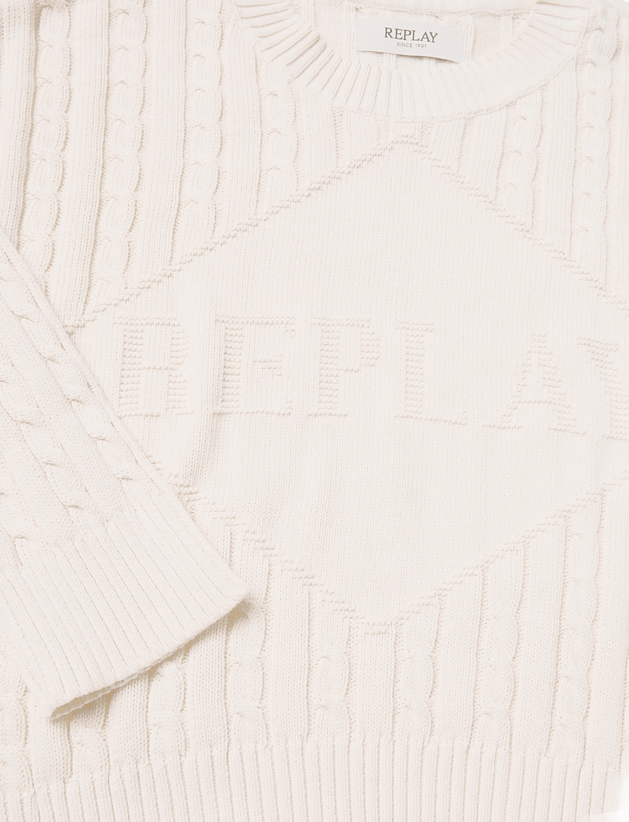 Replay - RELAXED NATURAL COMPONENT Sweater - crop tops - white - 4