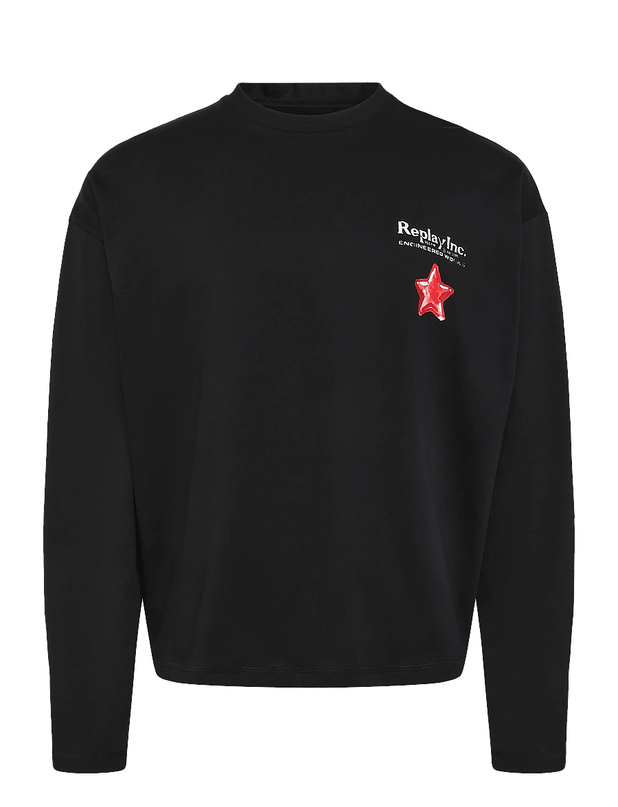 Replay - Long-sleeved t-shirt BOXY - langärmelige t-shirts - black - 1