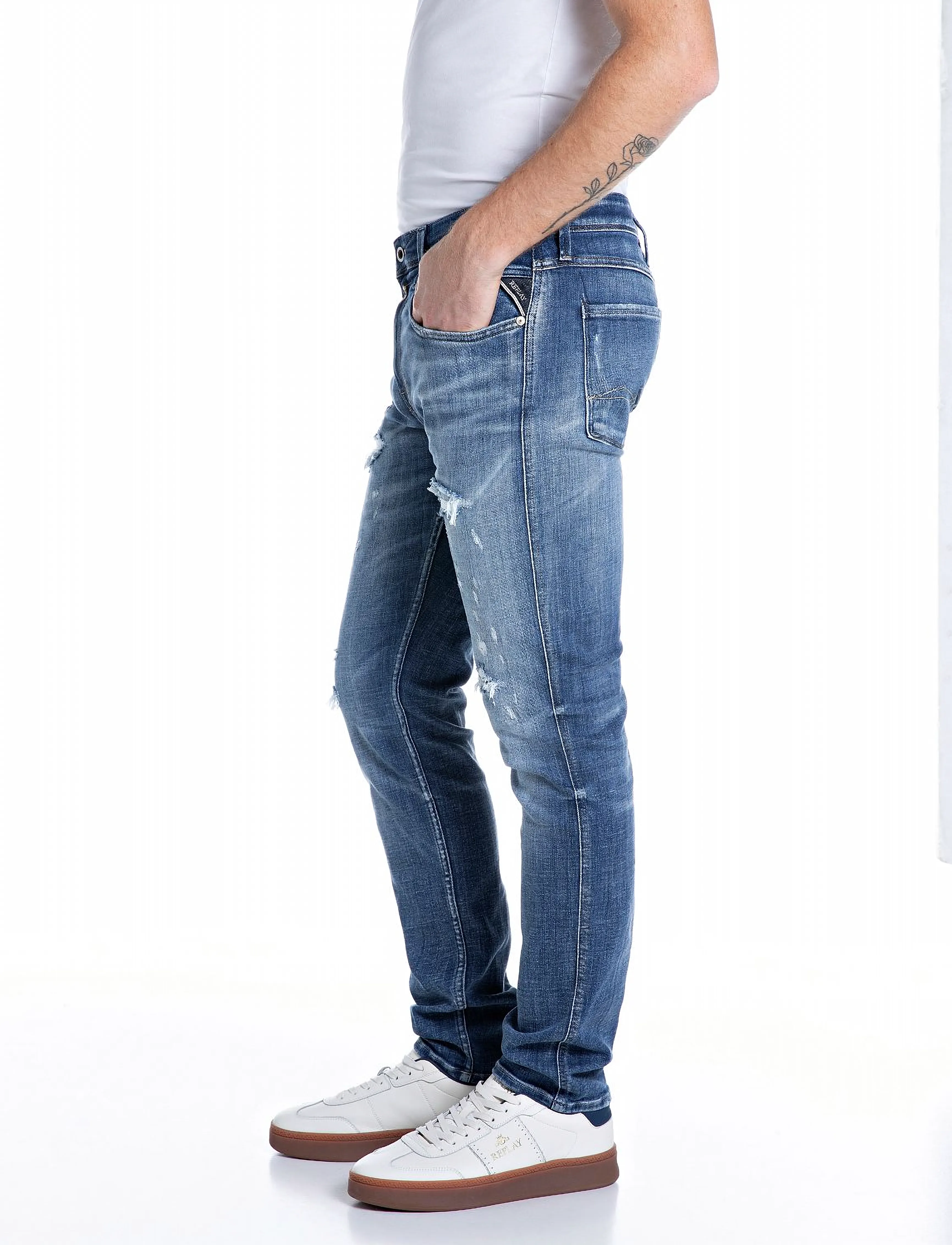 Replay - ANBASS Trousers SLIM AGED,Sustainable - slim fit jeans - blue - 4
