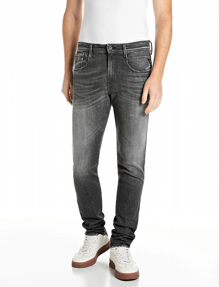 Replay - ANBASS Trousers SLIM AGED,Sustainable - kitsad teksad - grey - 0