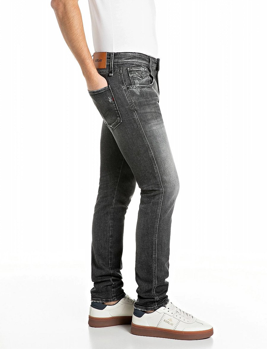 Replay - ANBASS Trousers SLIM AGED,Sustainable - kitsad teksad - grey - 4