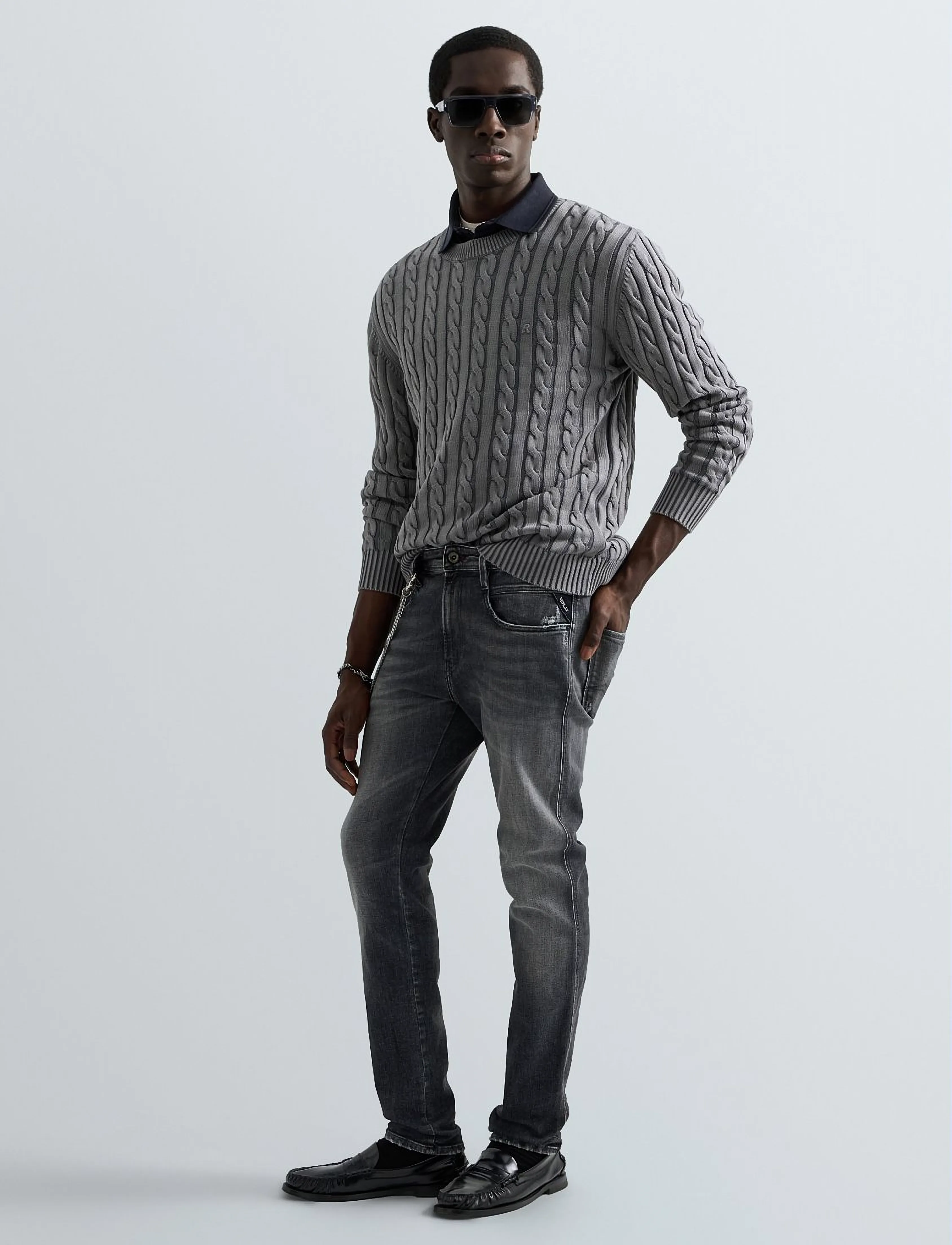 Replay - ANBASS Trousers SLIM AGED,Sustainable - grey - 5