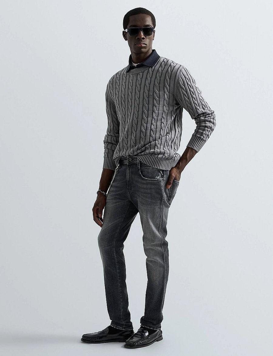 Replay - ANBASS Trousers SLIM AGED,Sustainable - kitsad teksad - grey - 5