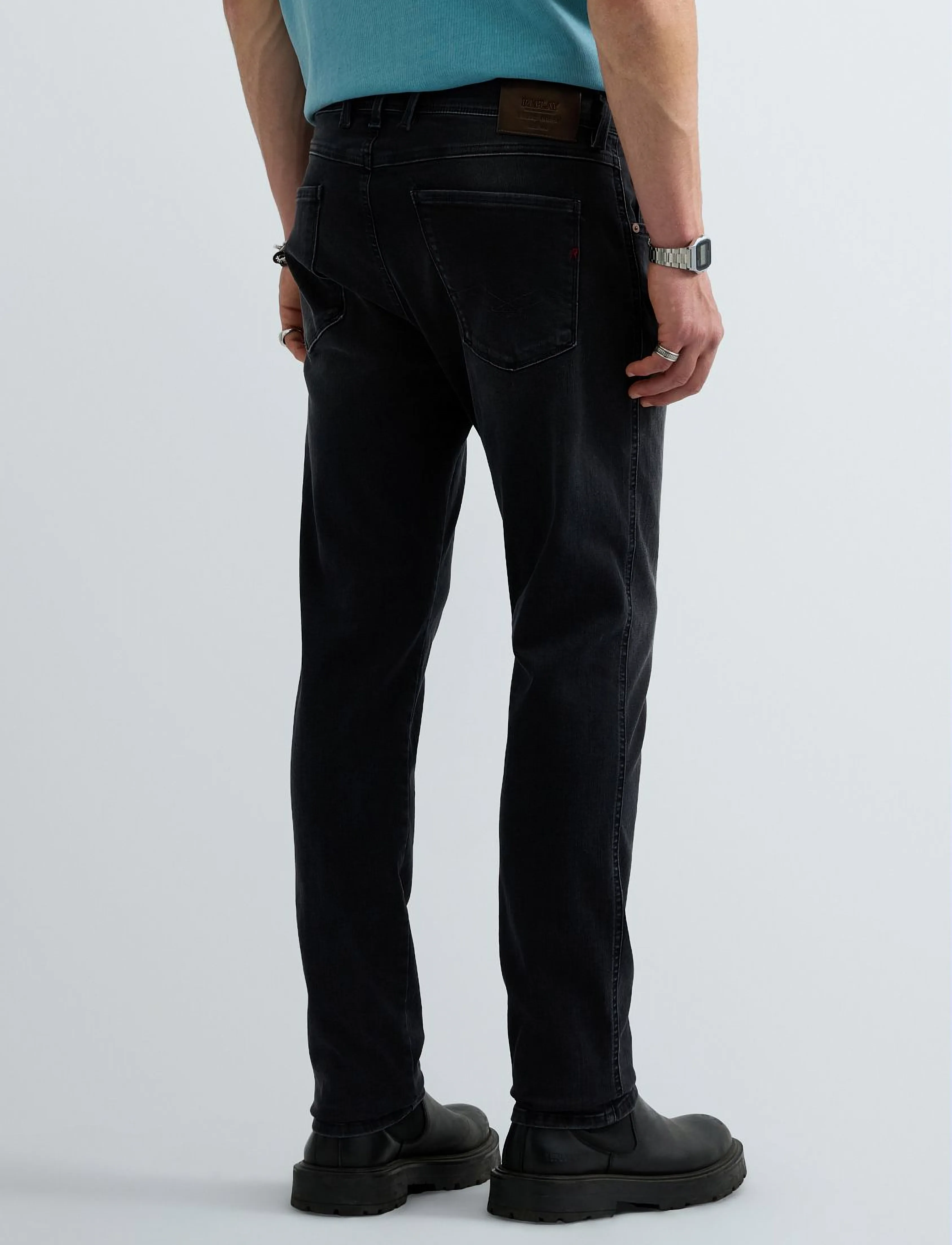 Replay ANBASS Trousers SLIM Hyperflex - Streetstyle - GREY / grey