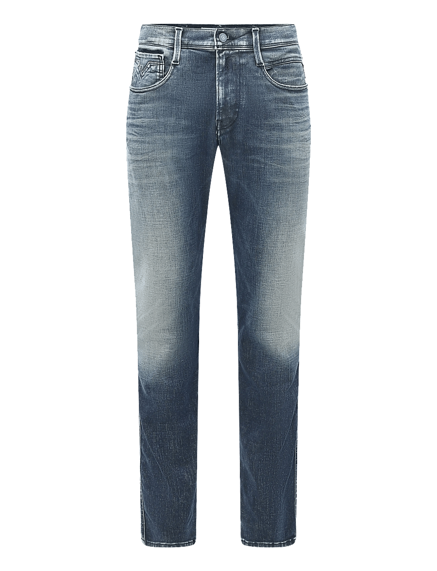 Replay - ANBASS Trousers SLIM Hyperflex Matrix - kitsad teksad - blue - 1