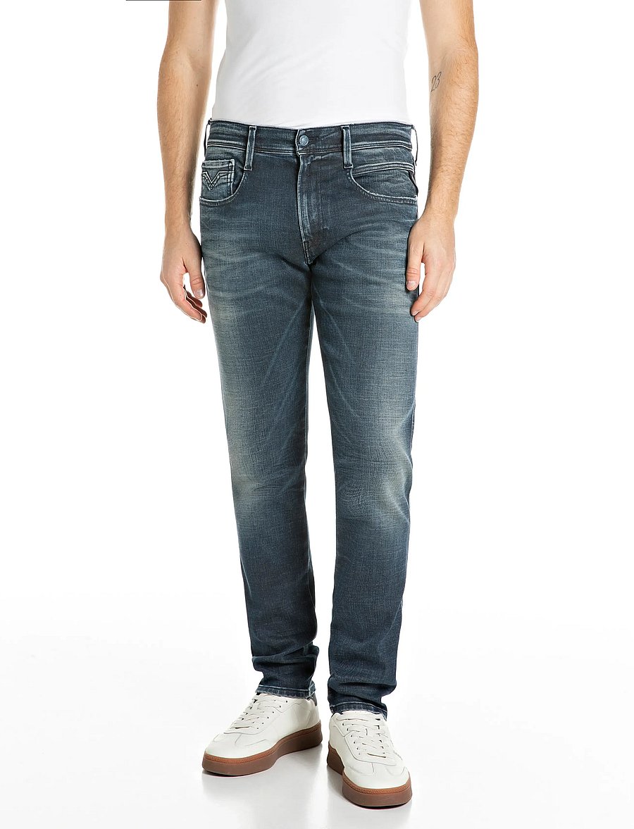 Replay - ANBASS Trousers SLIM Hyperflex Matrix - kitsad teksad - blue - 0