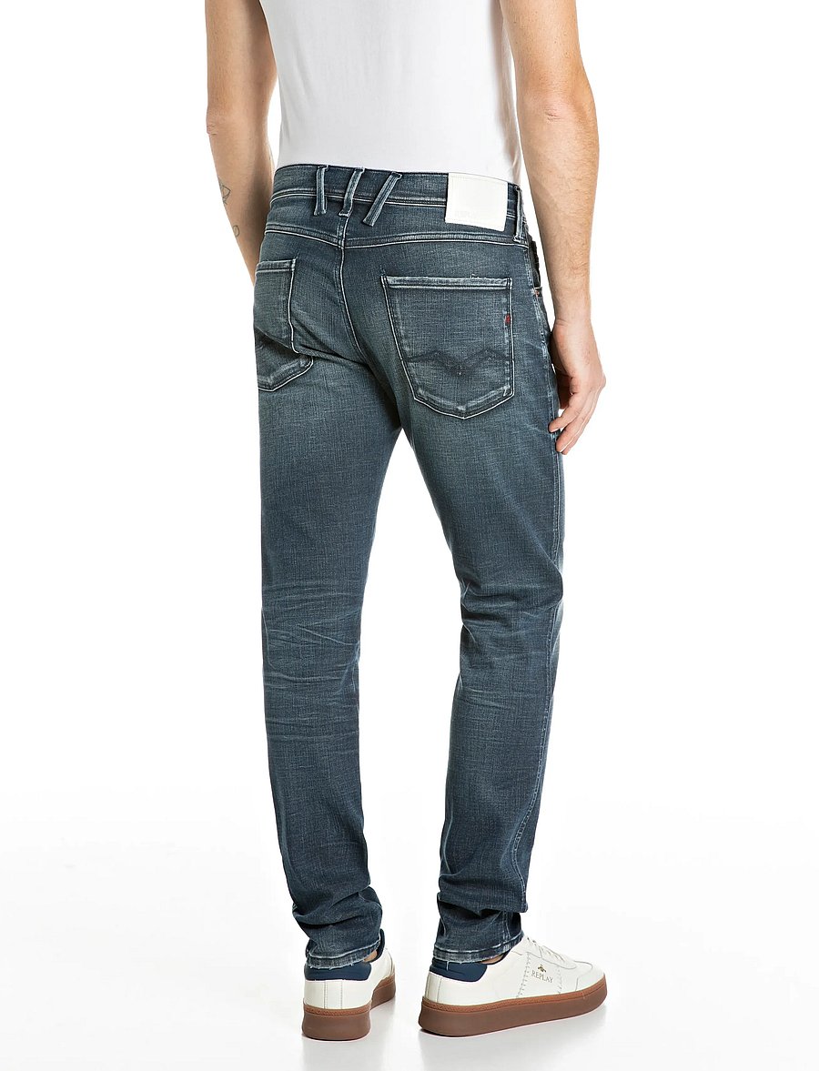 Replay - ANBASS Trousers SLIM Hyperflex Matrix - kitsad teksad - blue - 3