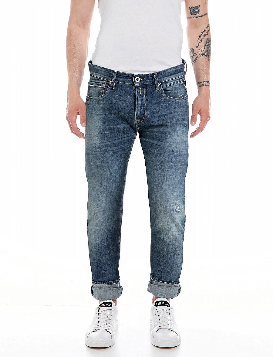Replay - GROVER Trousers STRAIGHT AGED,Sustainable - klassikalised teksad - blue - 0