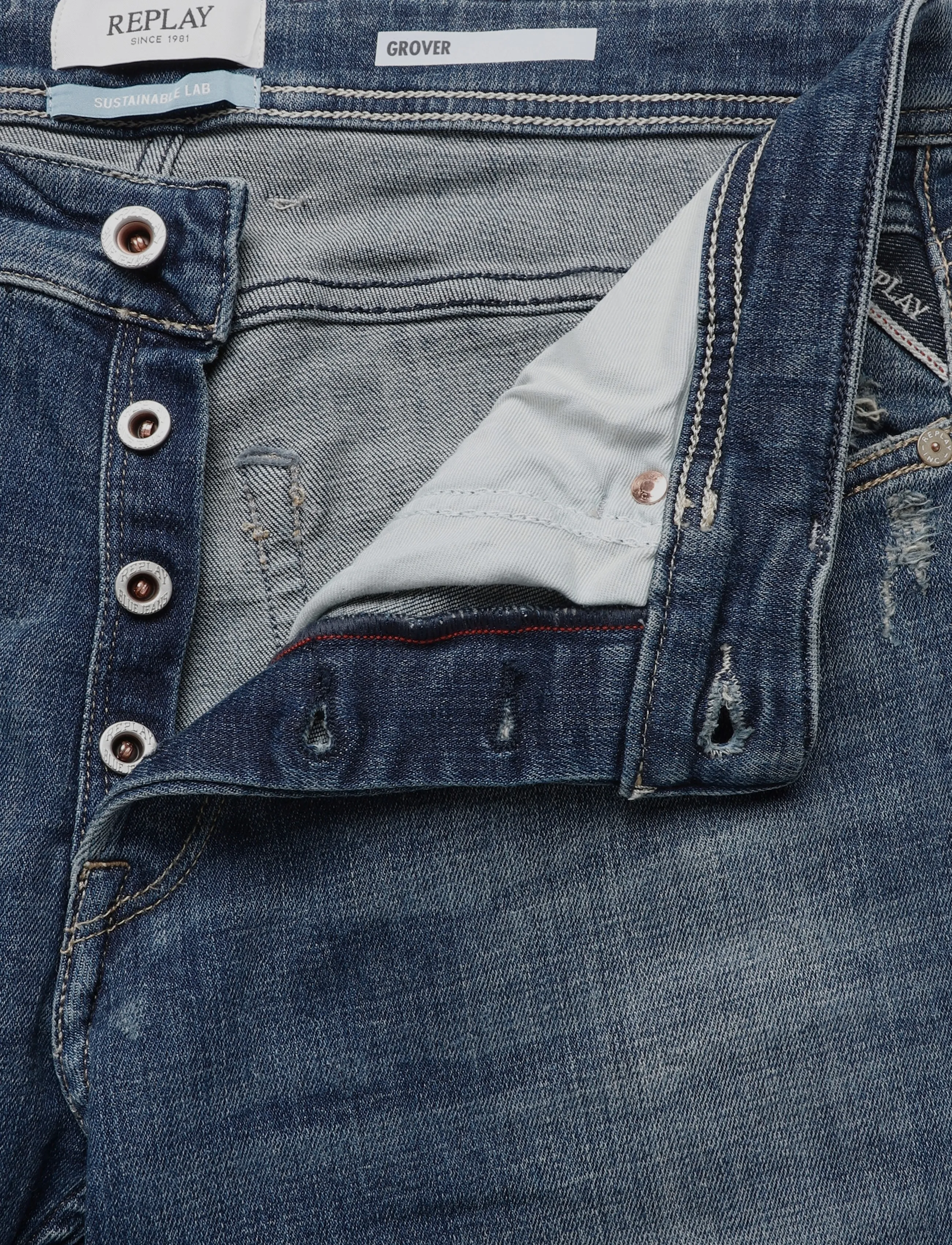 Replay - GROVER Trousers STRAIGHT AGED,Sustainable - regular jeans - blue - 4