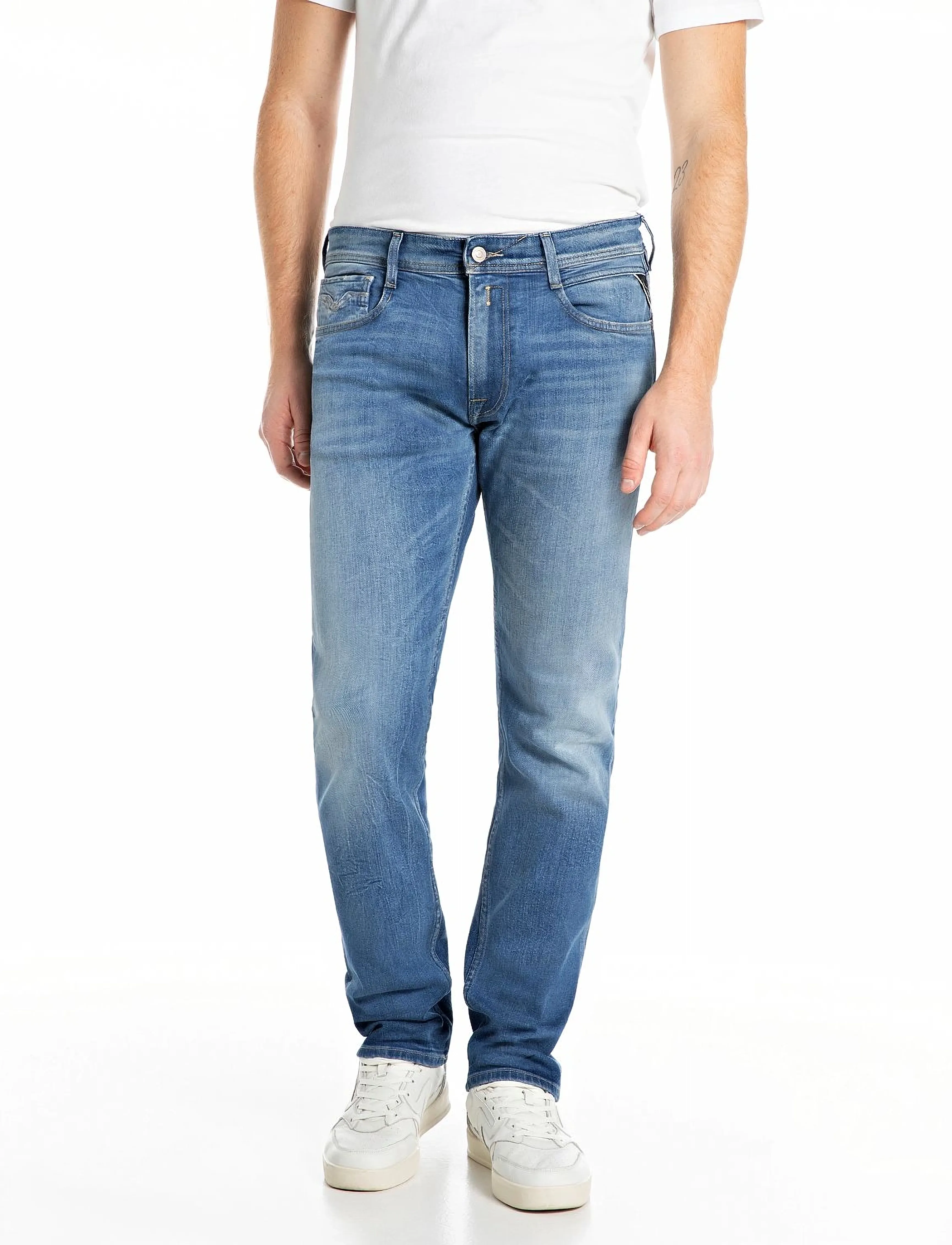 Replay ROCCO Trousers COMFORT 573 ECO PLUS - Teksariided - MEDIUM BLUE / blue