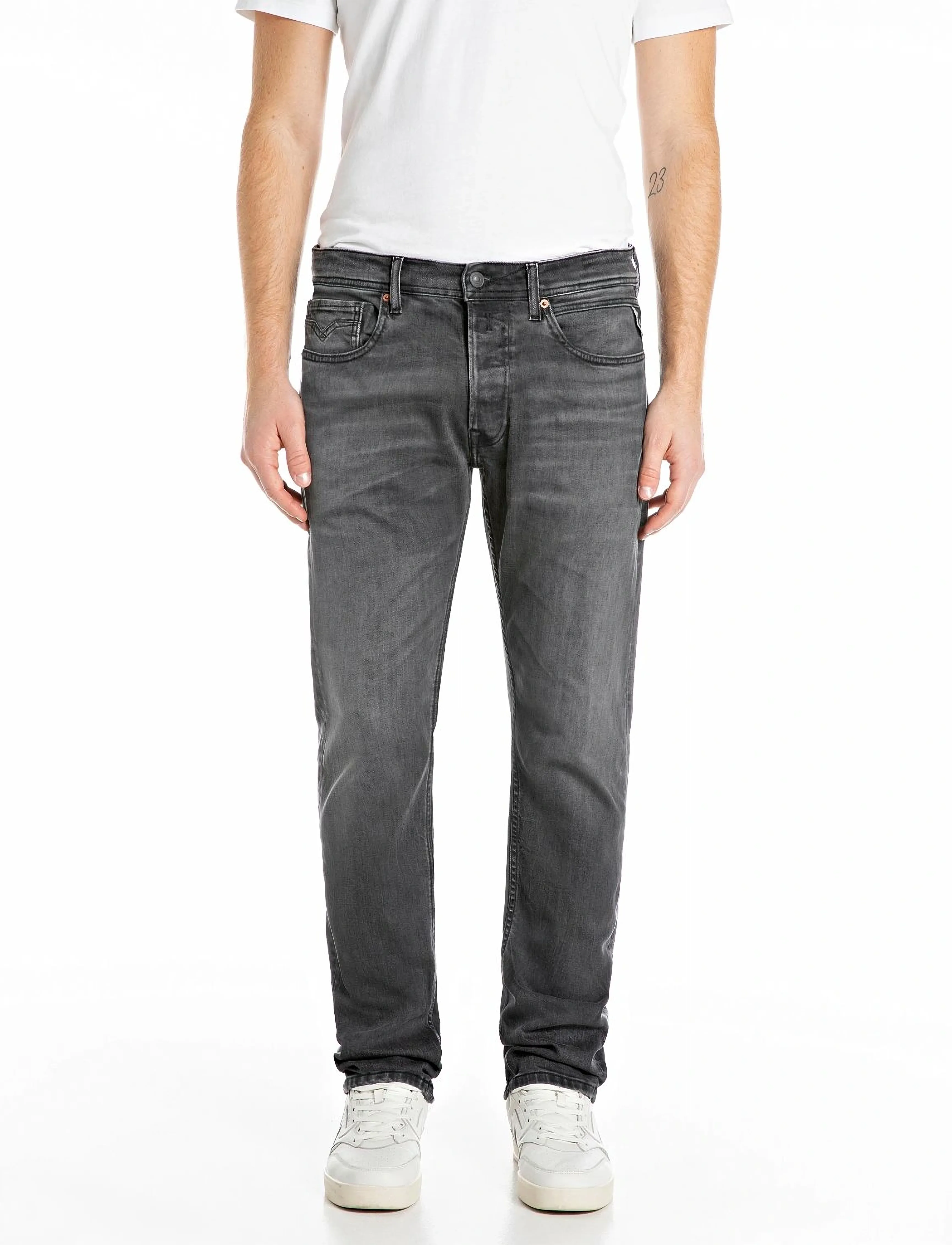 Replay ROCCO Trousers COMFORT 573 ECO PLUS - Farkut - GREY / black