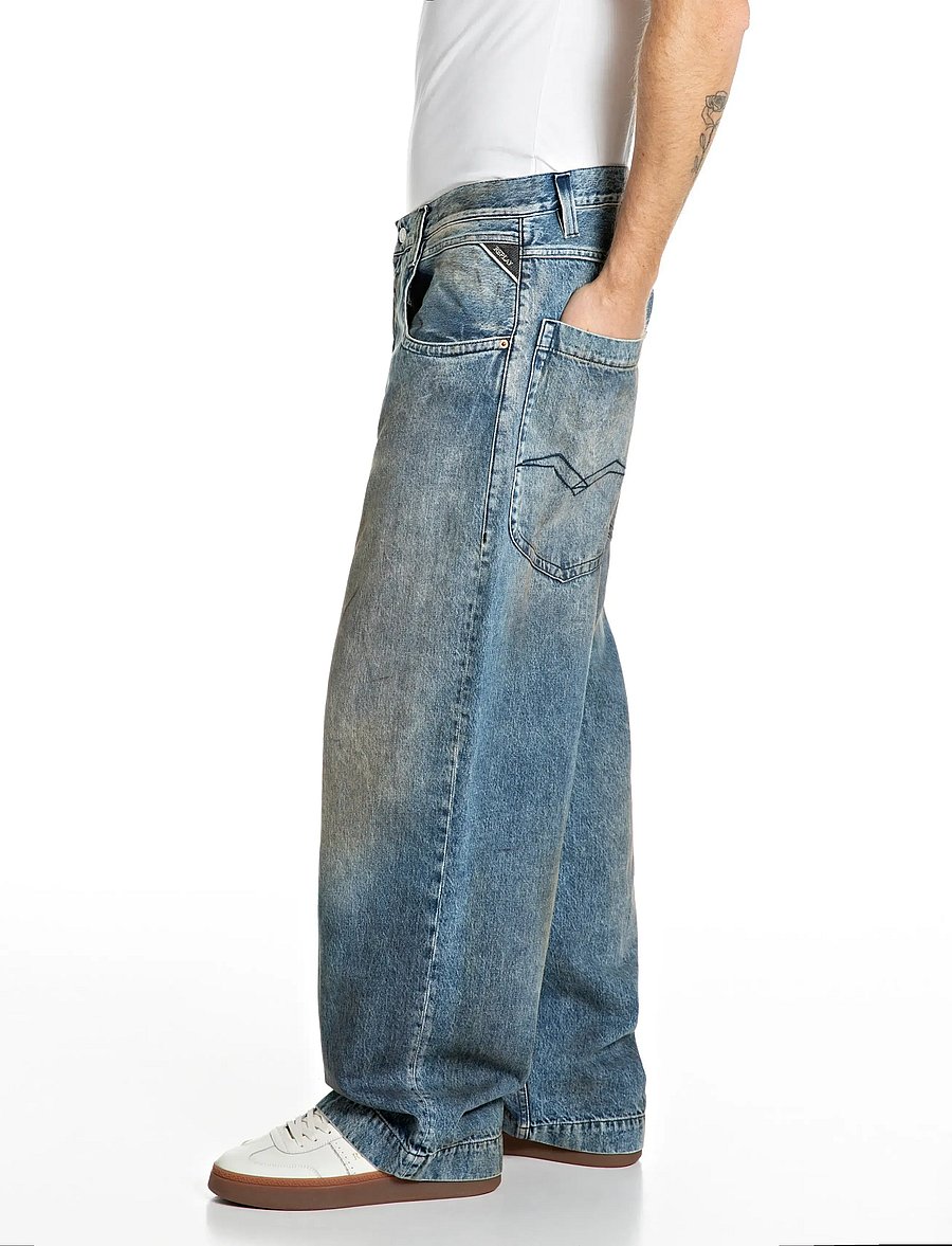 Replay - FERYS Trousers BAGGY ,Sustainable - weite jeans - blue - 4