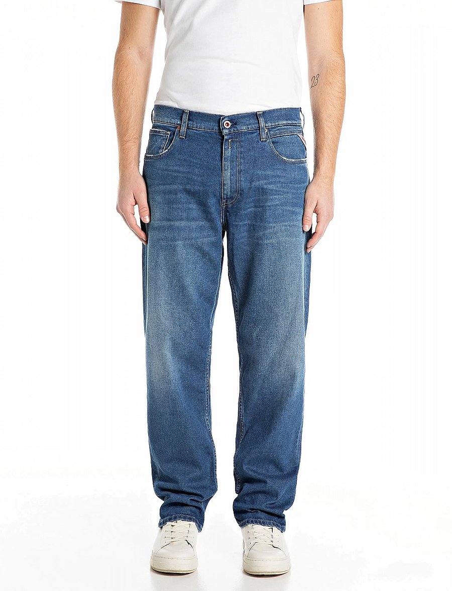 Replay - KYRAN Trousers RELAXED RED LOGO - normale jeans - blue - 0
