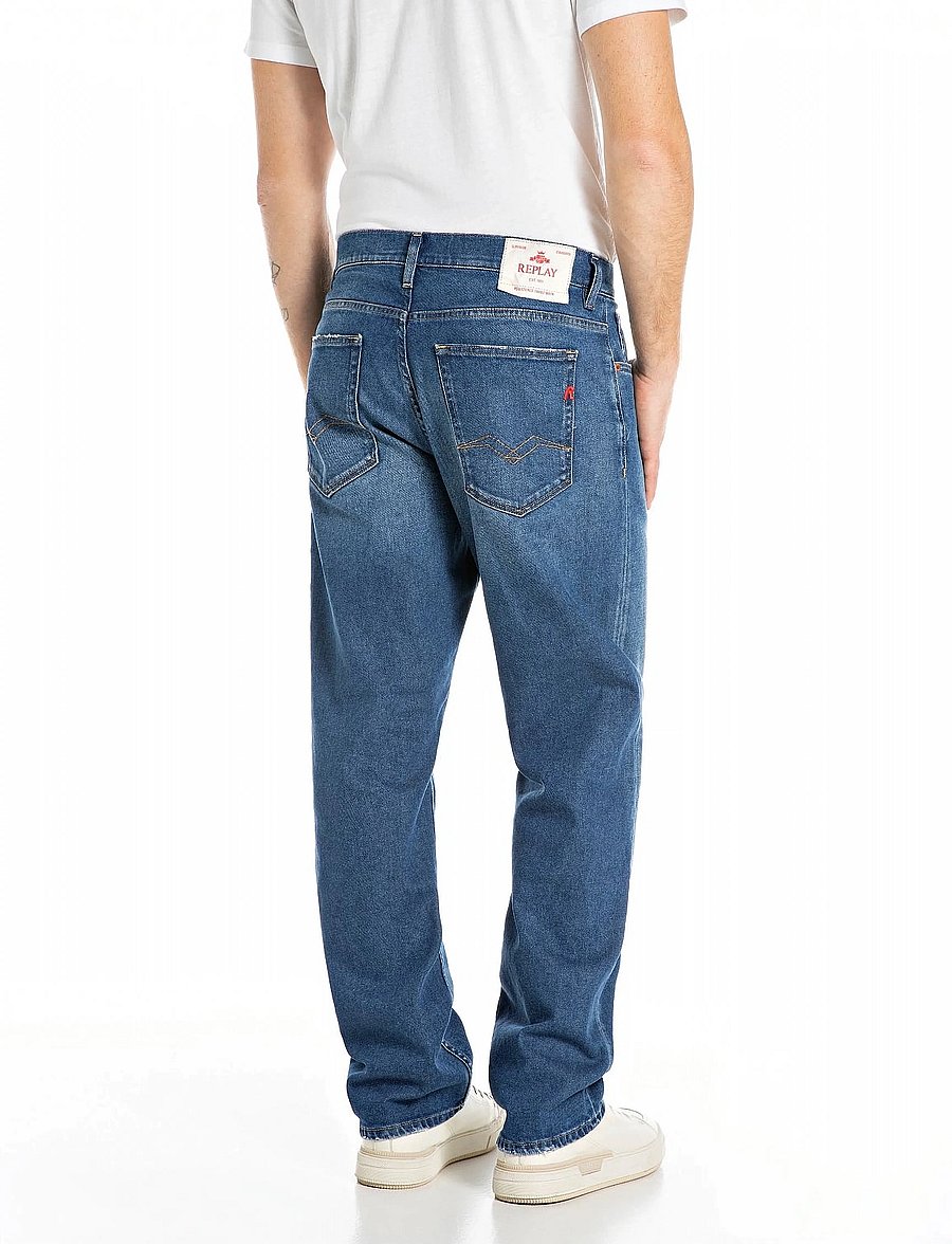 Replay - KYRAN Trousers RELAXED RED LOGO - normale jeans - blue - 3