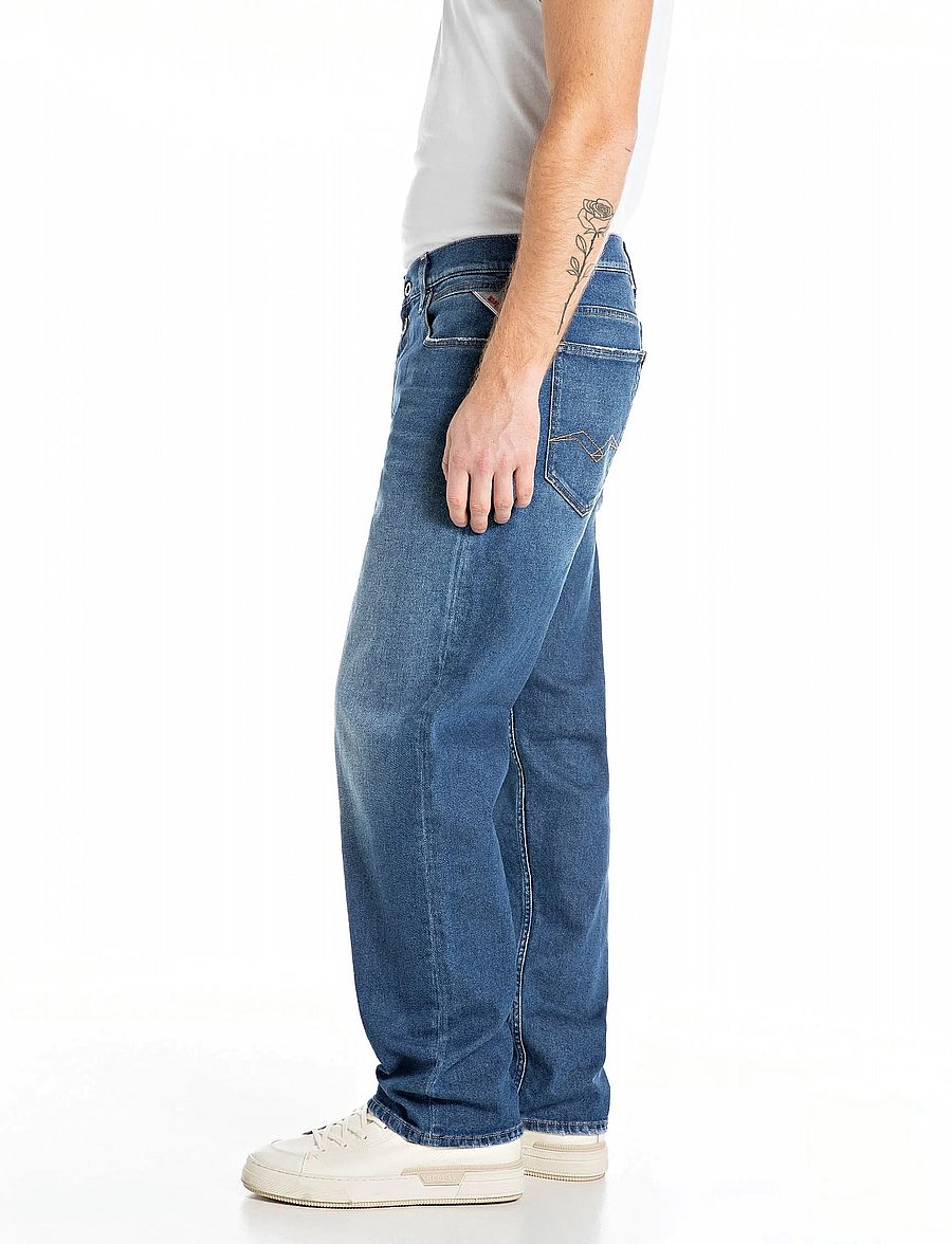 Replay - KYRAN Trousers RELAXED RED LOGO - normale jeans - blue - 4