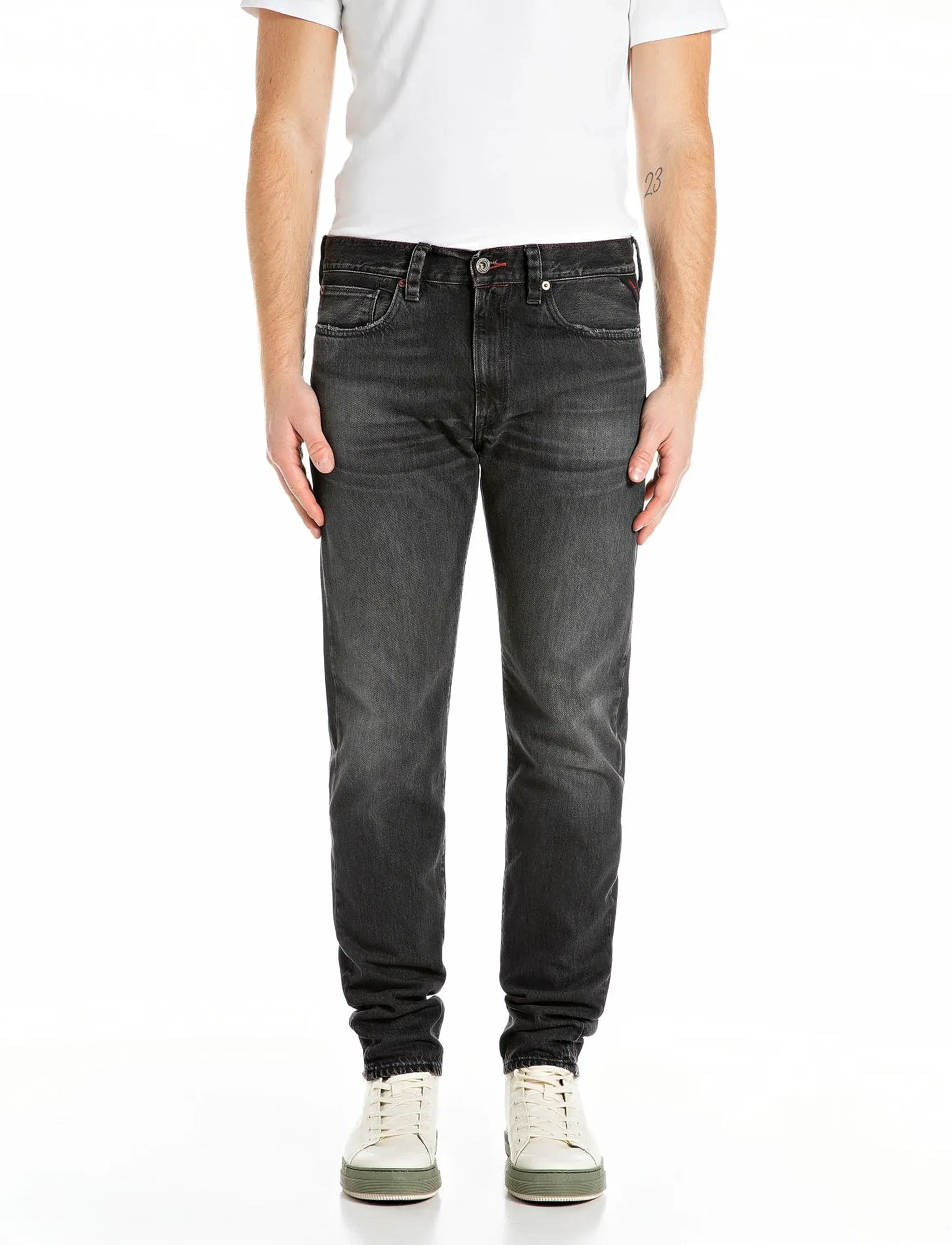 Replay NEAAL Trousers SLIM Royal Eagle - Teksad - DARK GREY / grey