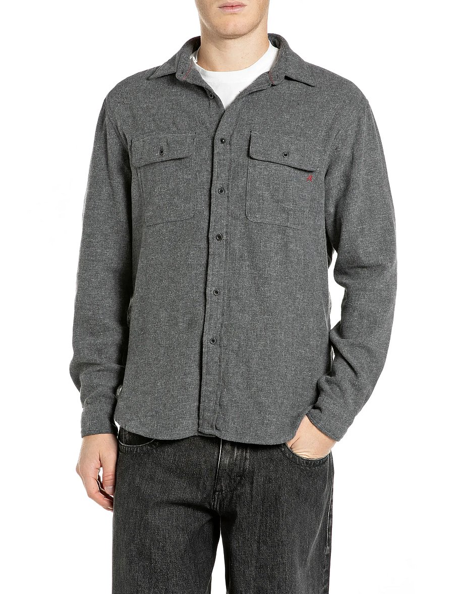 Replay - Shirt REGULAR - flanellen overhemden - grey - 0