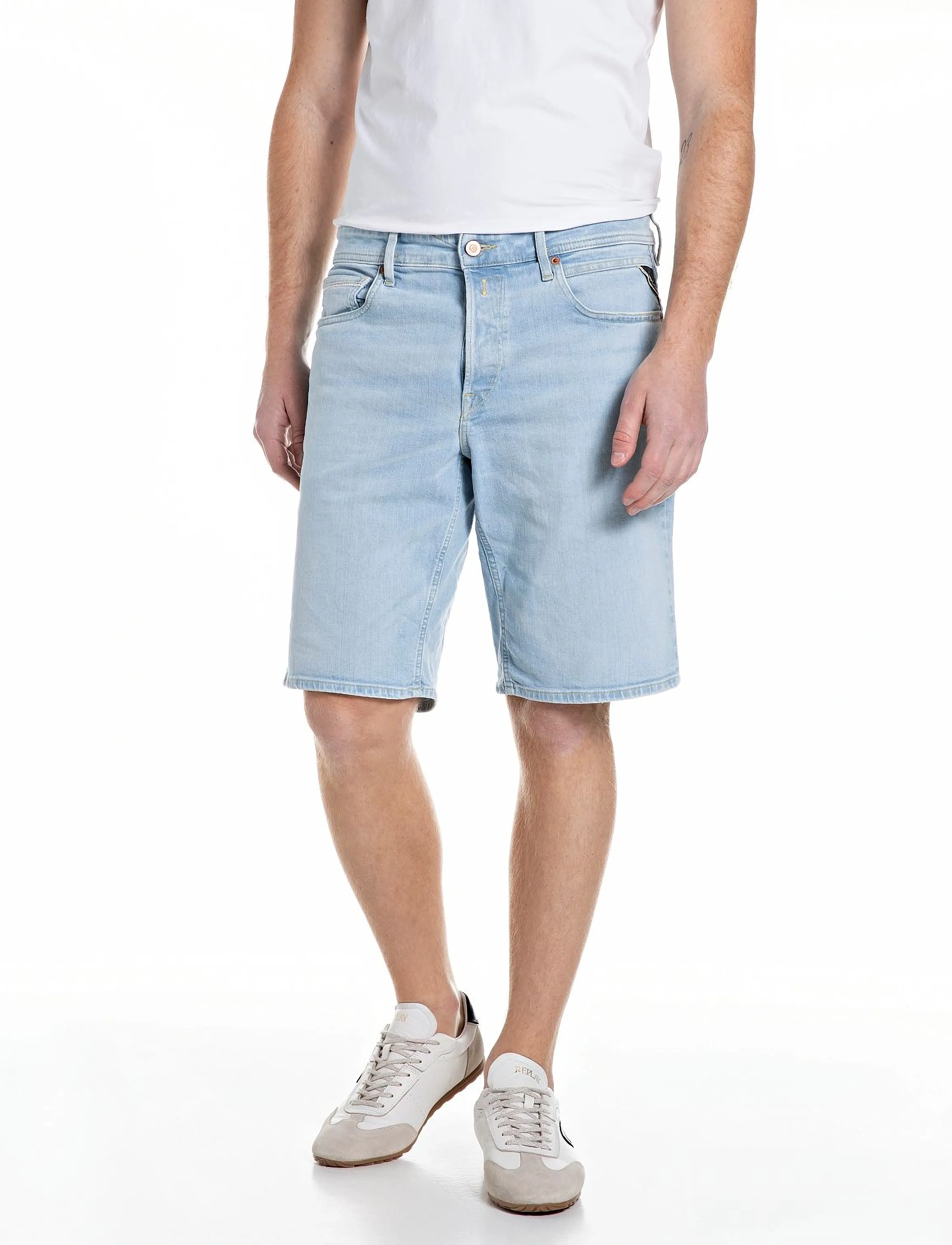 Replay Grover Short Shorts Straight 573 Eco Plus, Mænd, Denim Shorts, Blå, Str: 38