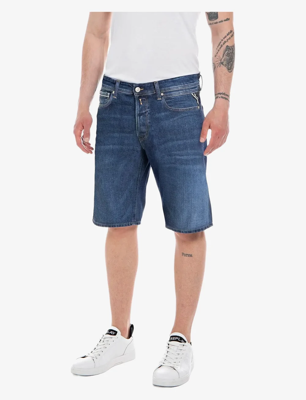 Replay - GROVER SHORT Shorts STRAIGHT 573 ECO PLUS - jorts - blue - 0