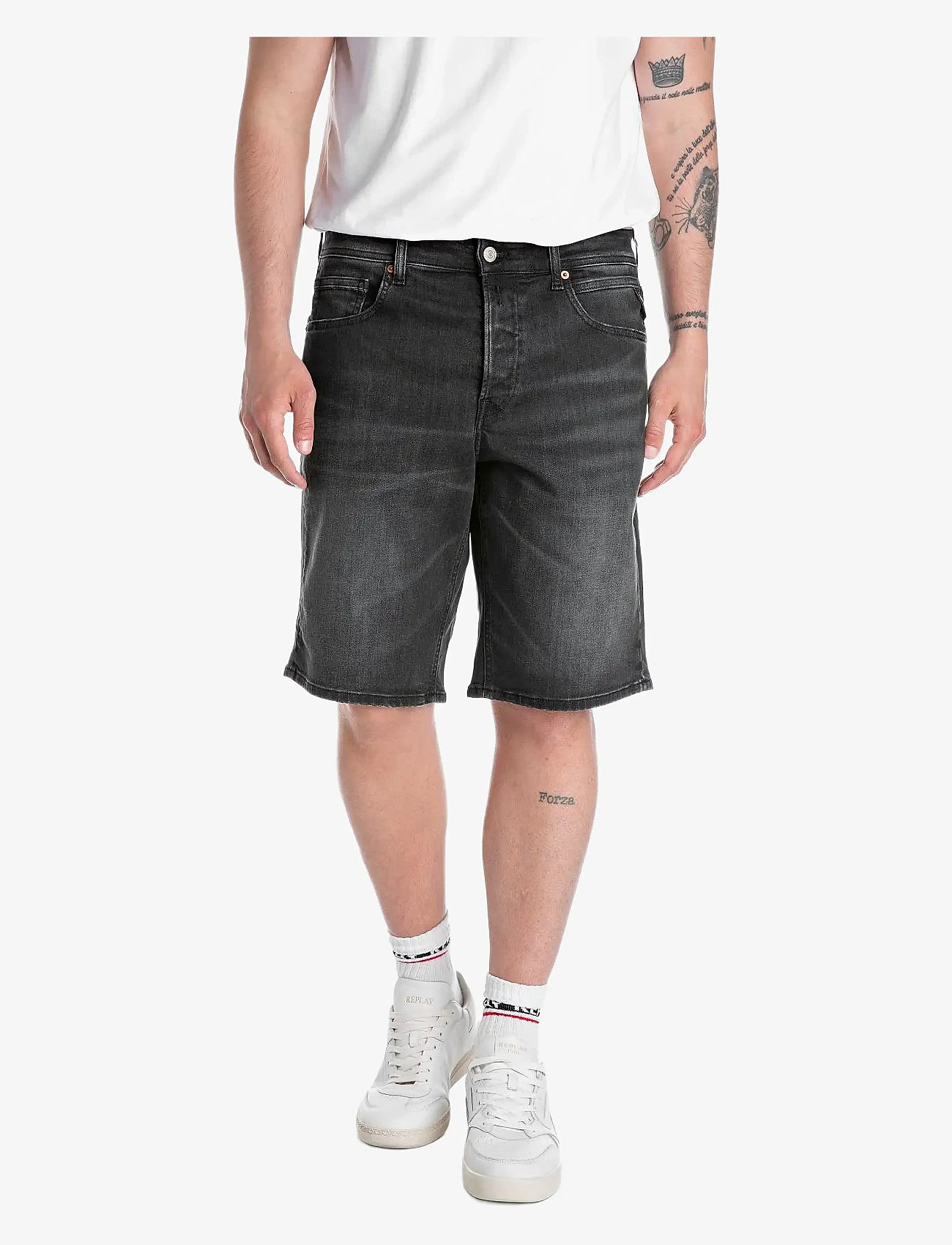 Replay - GROVER SHORT Shorts STRAIGHT 573 ECO PLUS - džinsiniai šortai - black - 0