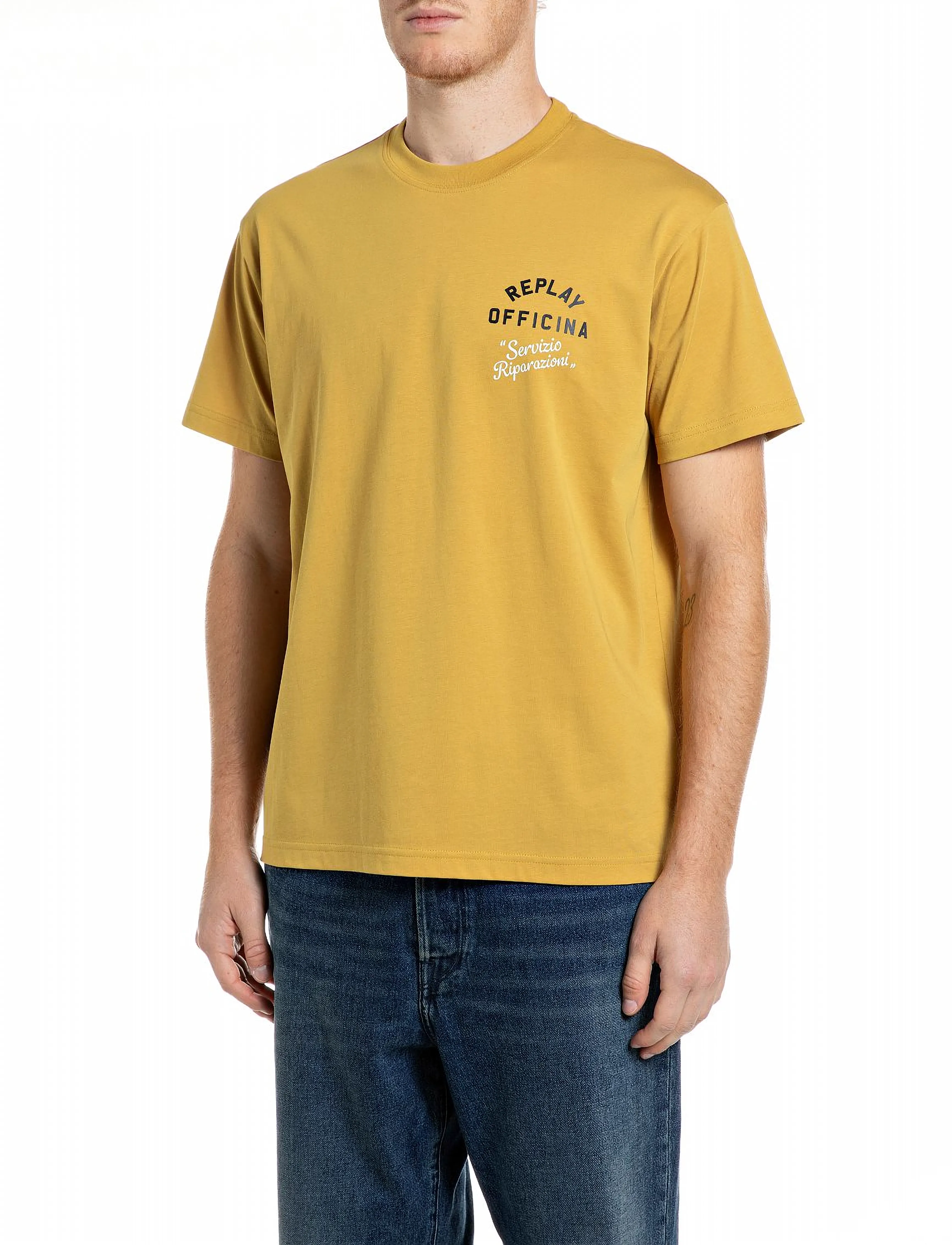 Replay T-Shirt REGULAR - Tøj - BROWN / yellow