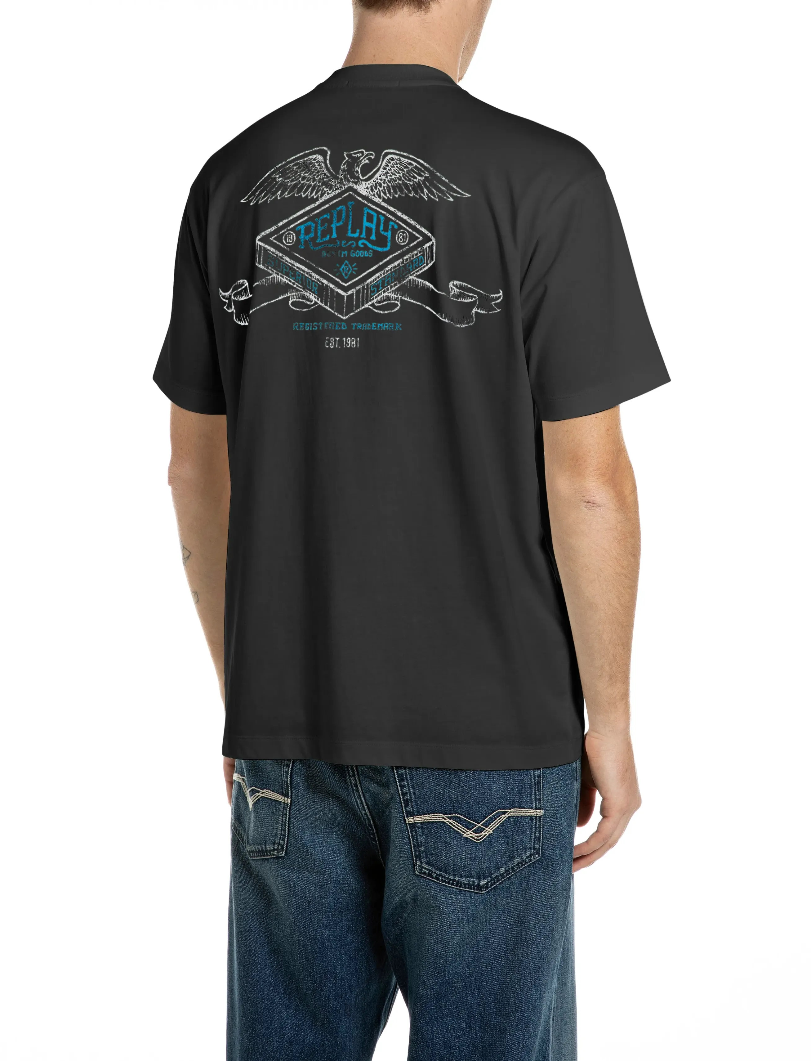 Replay - T-Shirt RELAXED - kortærmede t-shirts - black - 3