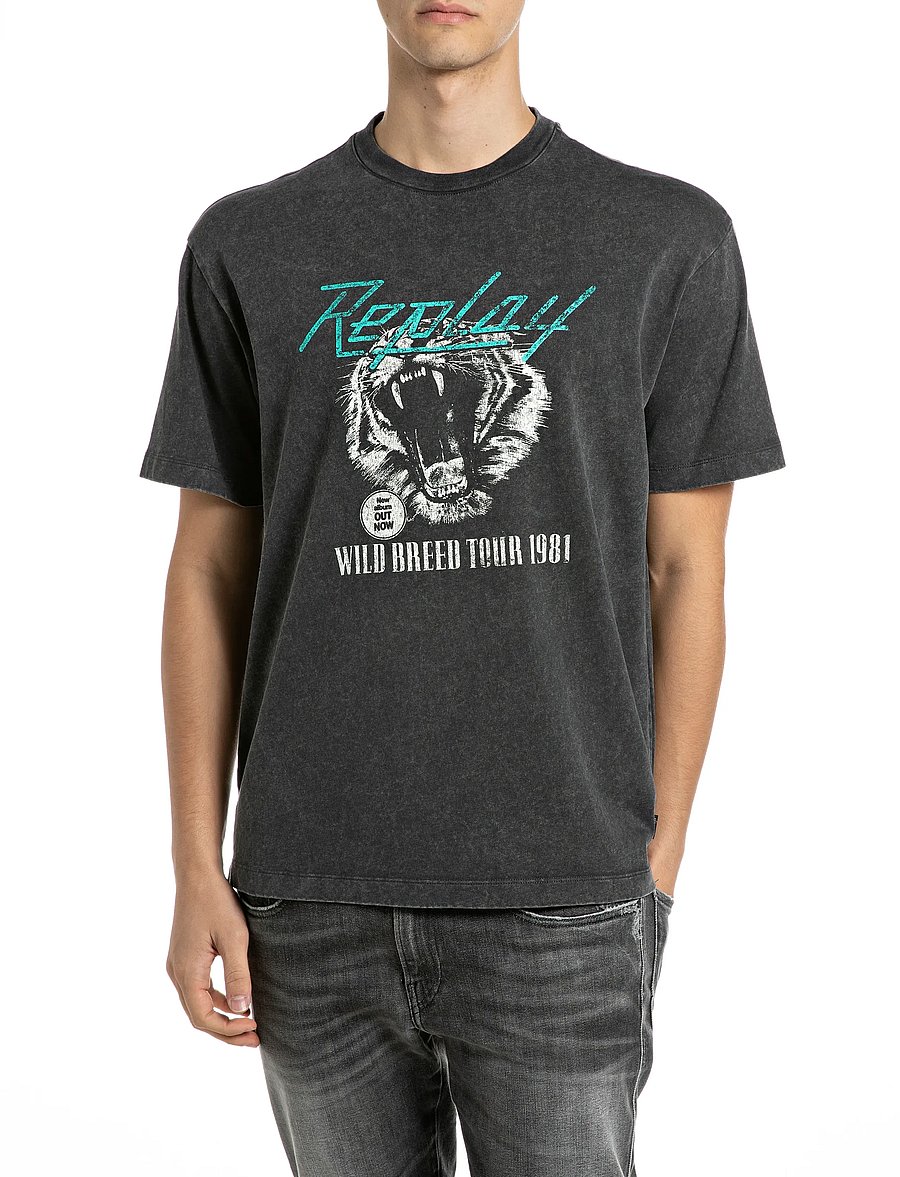 Replay - T-Shirt RELAXED - kurzärmelige t-shirts - black - 0