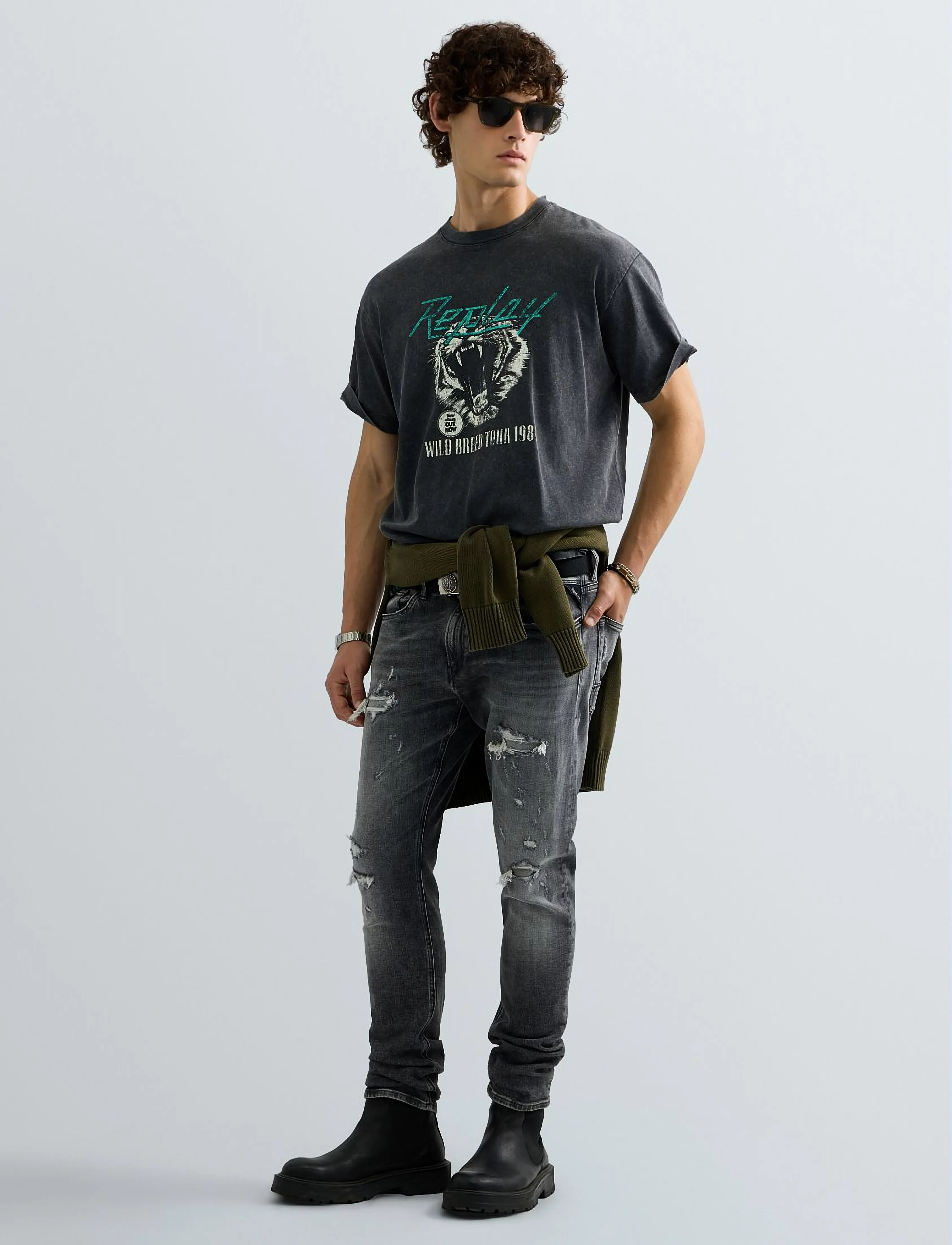 Replay - T-Shirt RELAXED - kurzärmelige t-shirts - black - 4