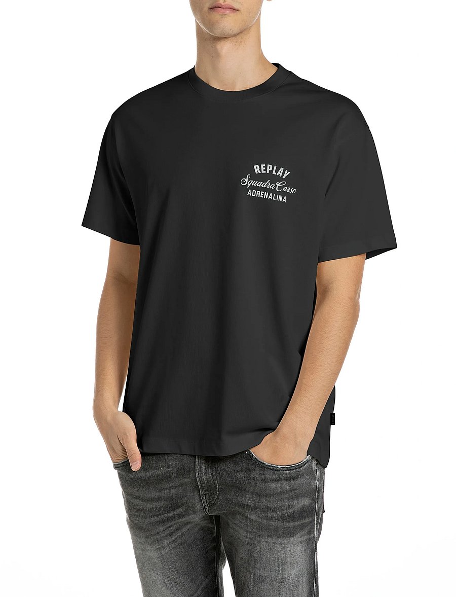 Replay - T-Shirt RELAXED - kurzärmelige t-shirts - black - 0