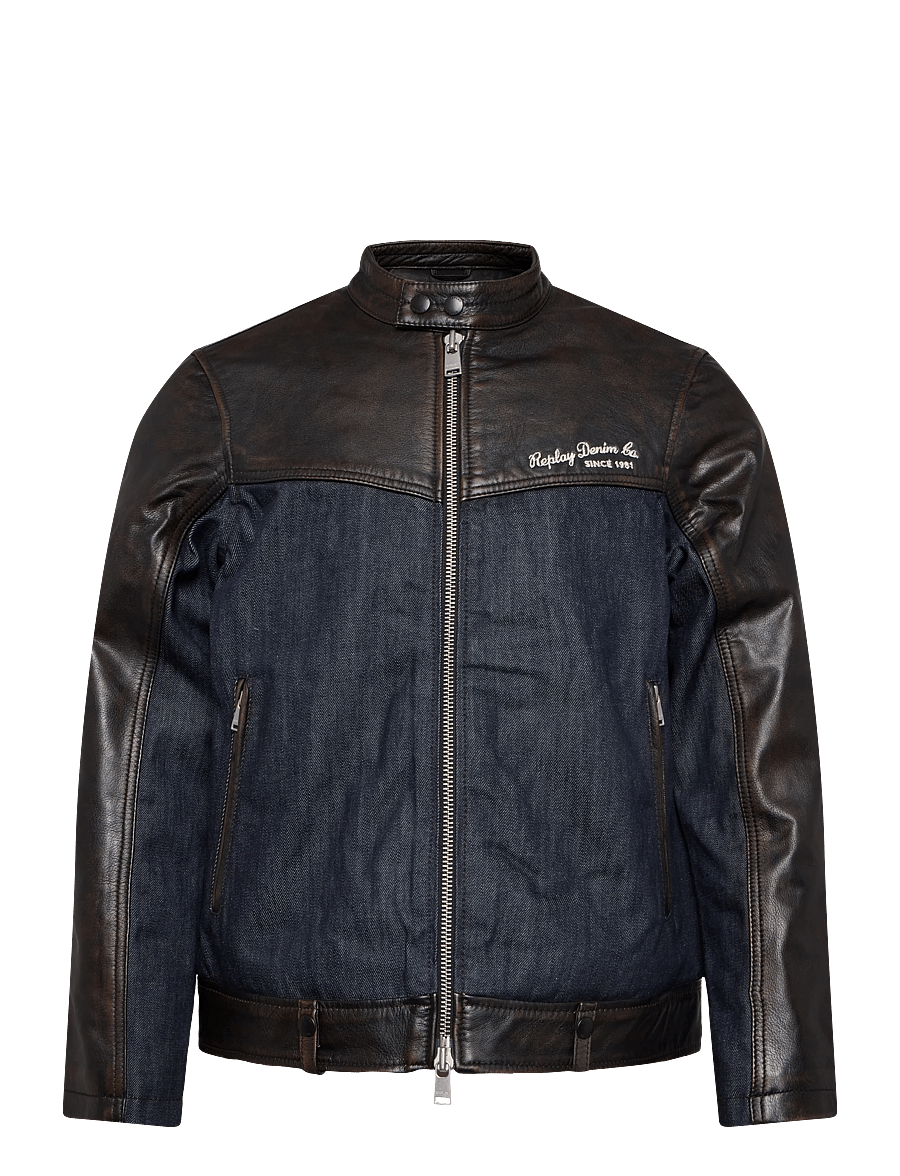 Replay - Leather jacket RELAXED - hybrid-jacken - brown - 1