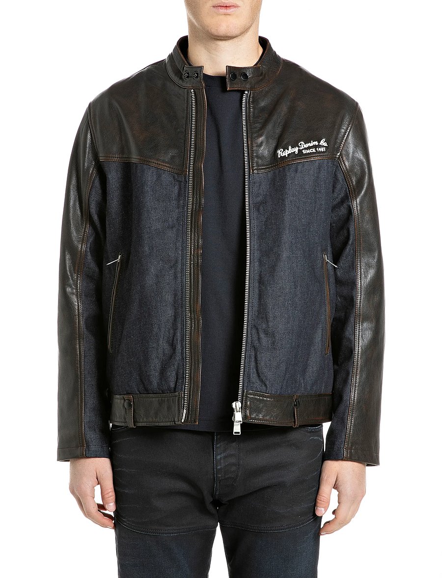 Replay - Leather jacket RELAXED - hybrid-jacken - brown - 0