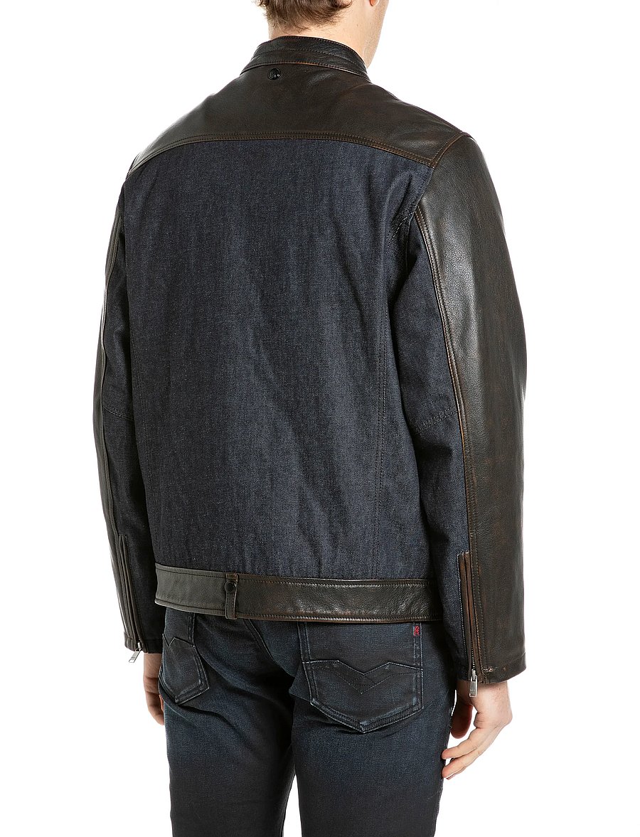 Replay - Leather jacket RELAXED - hybrid-jacken - brown - 3