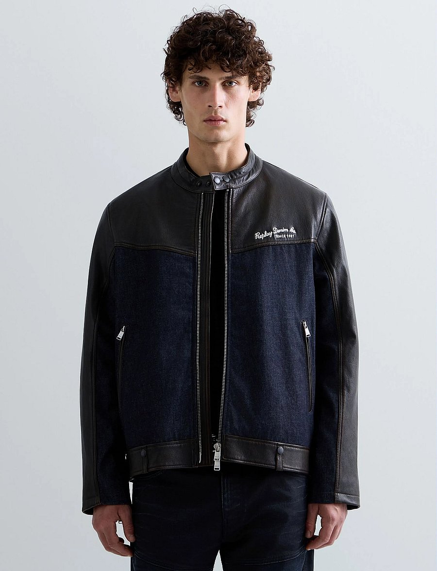 Replay - Leather jacket RELAXED - hybrid-jacken - brown - 4