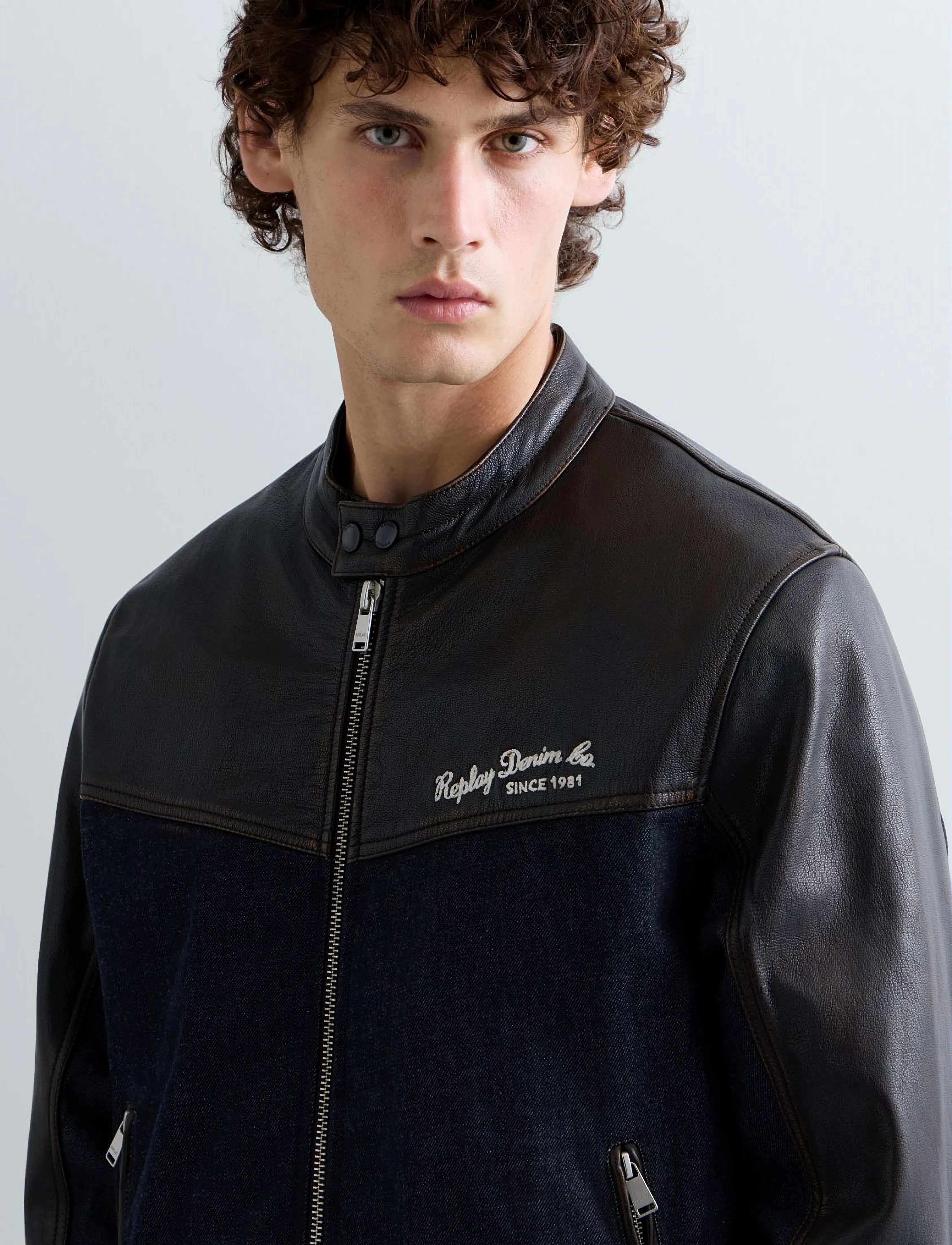 Replay - Leather jacket RELAXED - brown - 5
