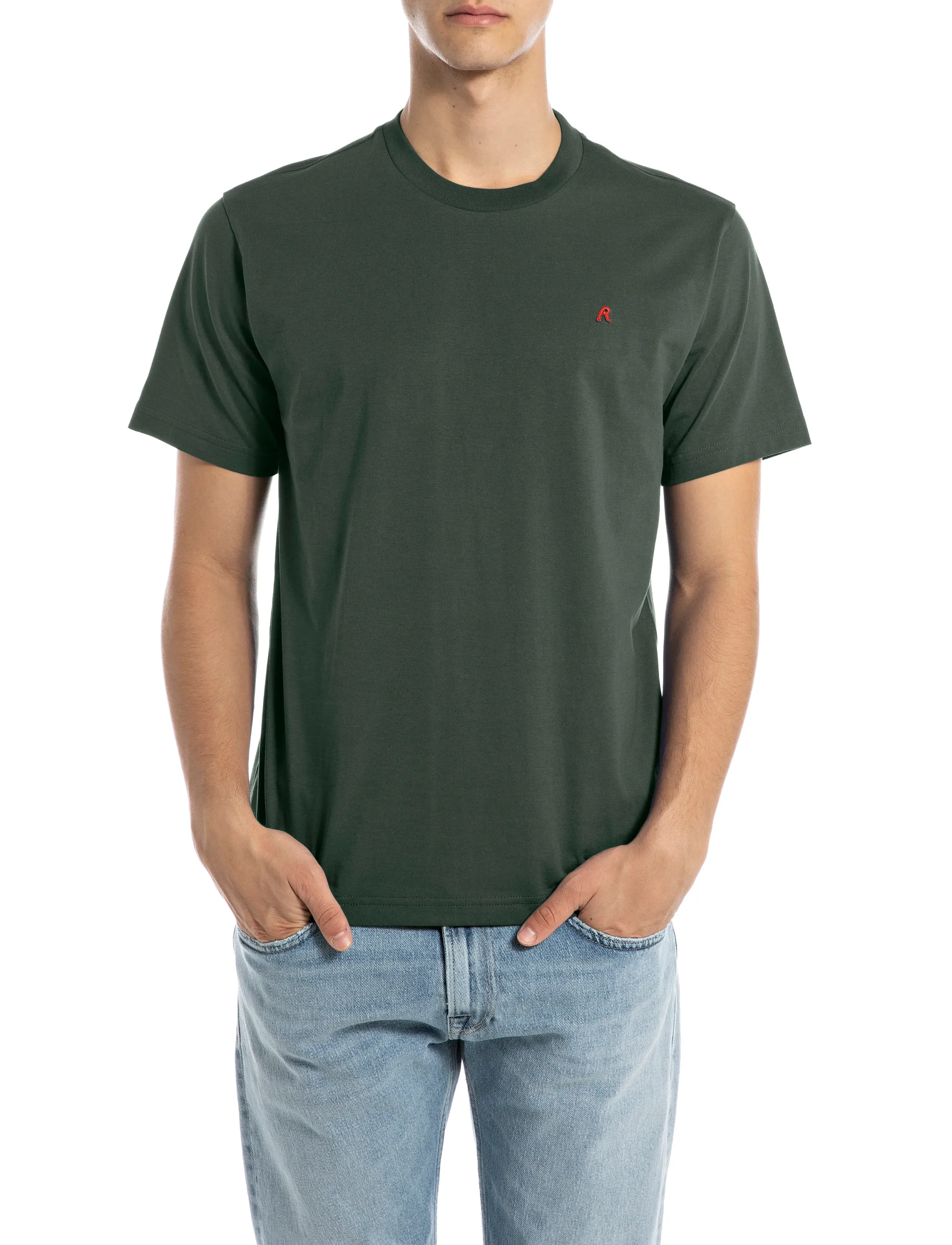 Replay Regular Jersey T-Shirt, M, Green, T-Shirts > Kortærmede, Herre