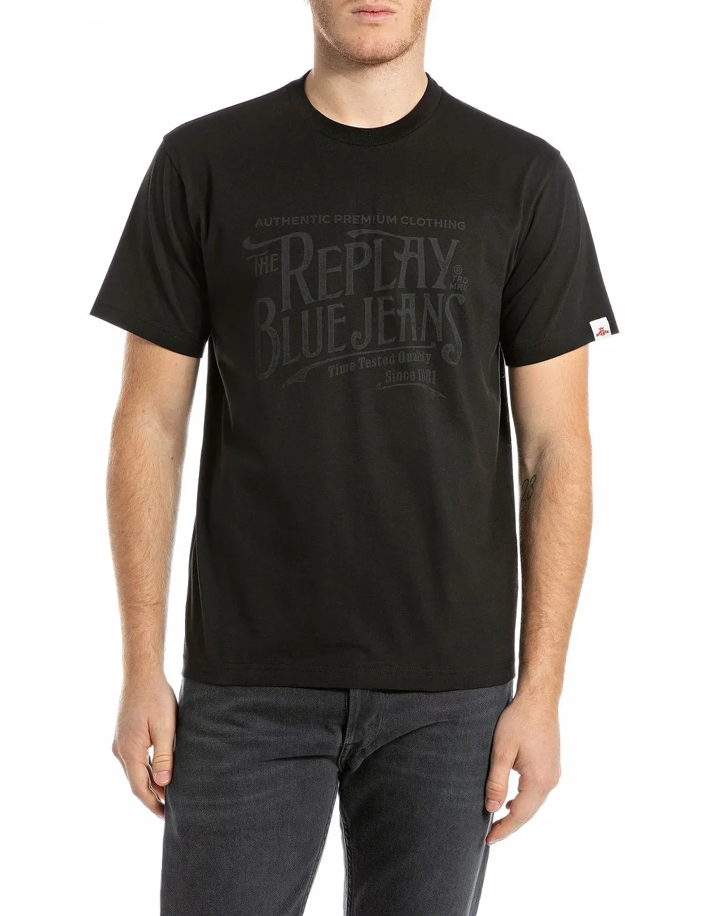 Replay - T-Shirt REGULAR - kortärmade t-shirts - black - 0