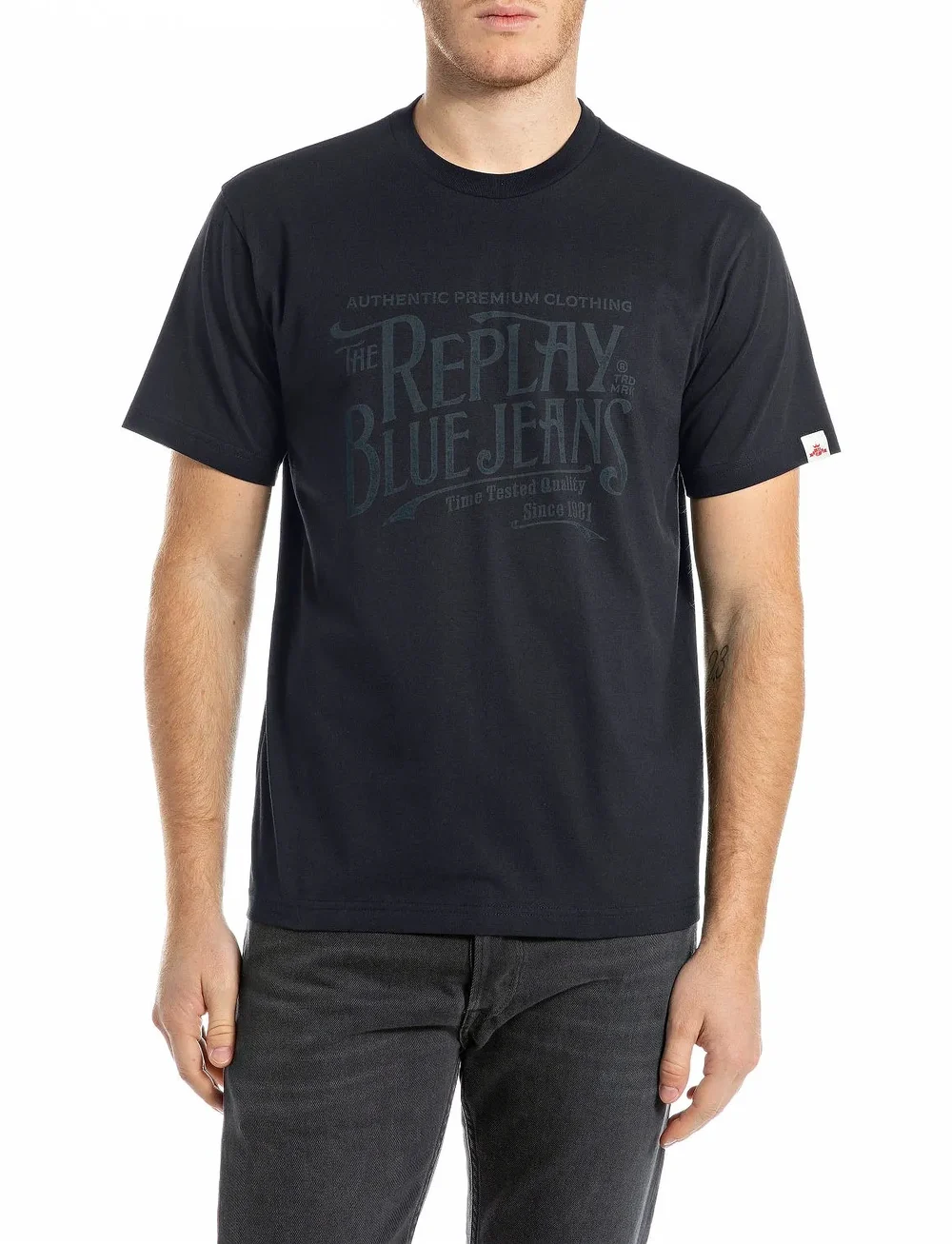 Replay - T-Shirt REGULAR - kurzärmelig - navy - 0