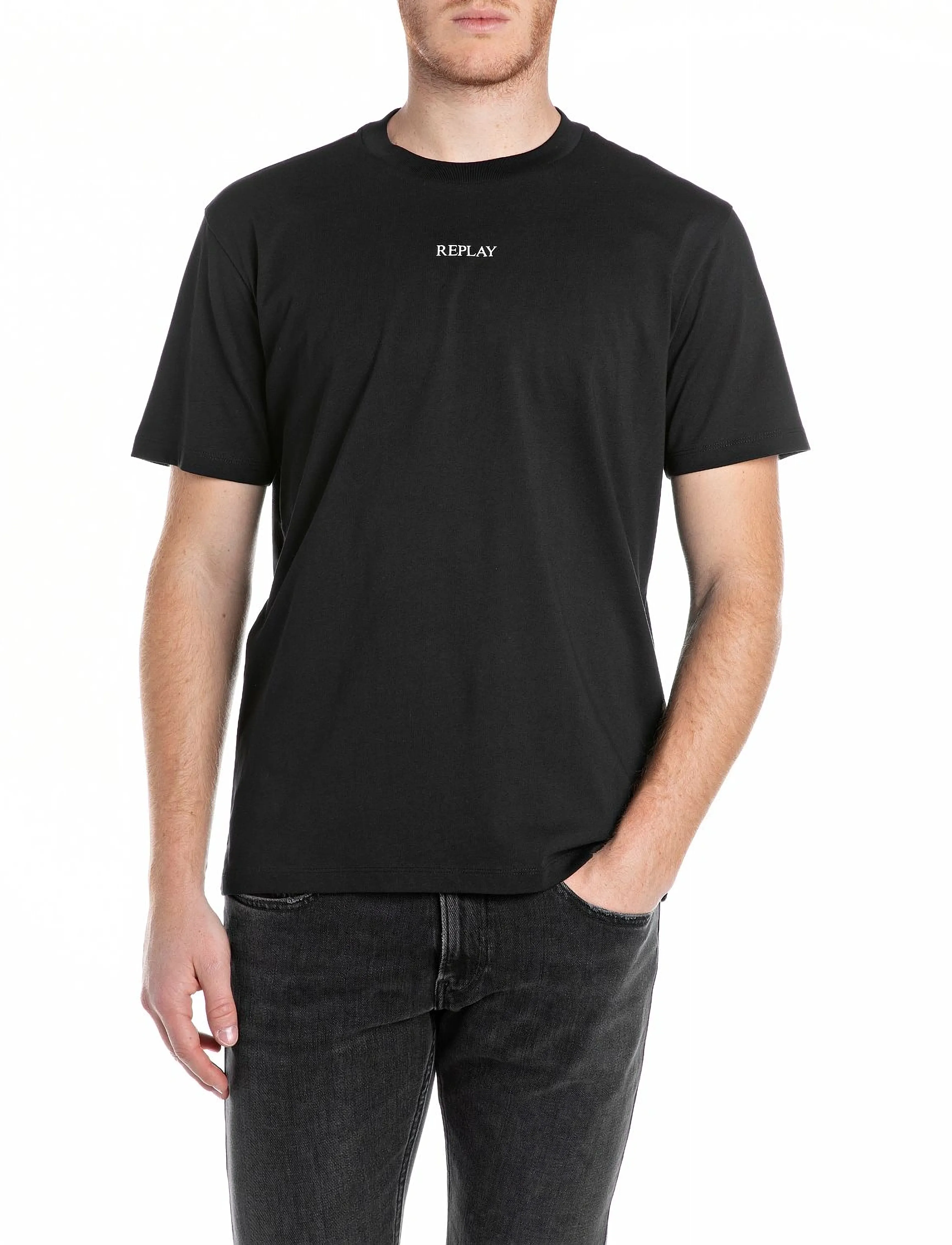 Replay T-Shirt REGULAR Replay Basics - Winter deals - BLACK / black