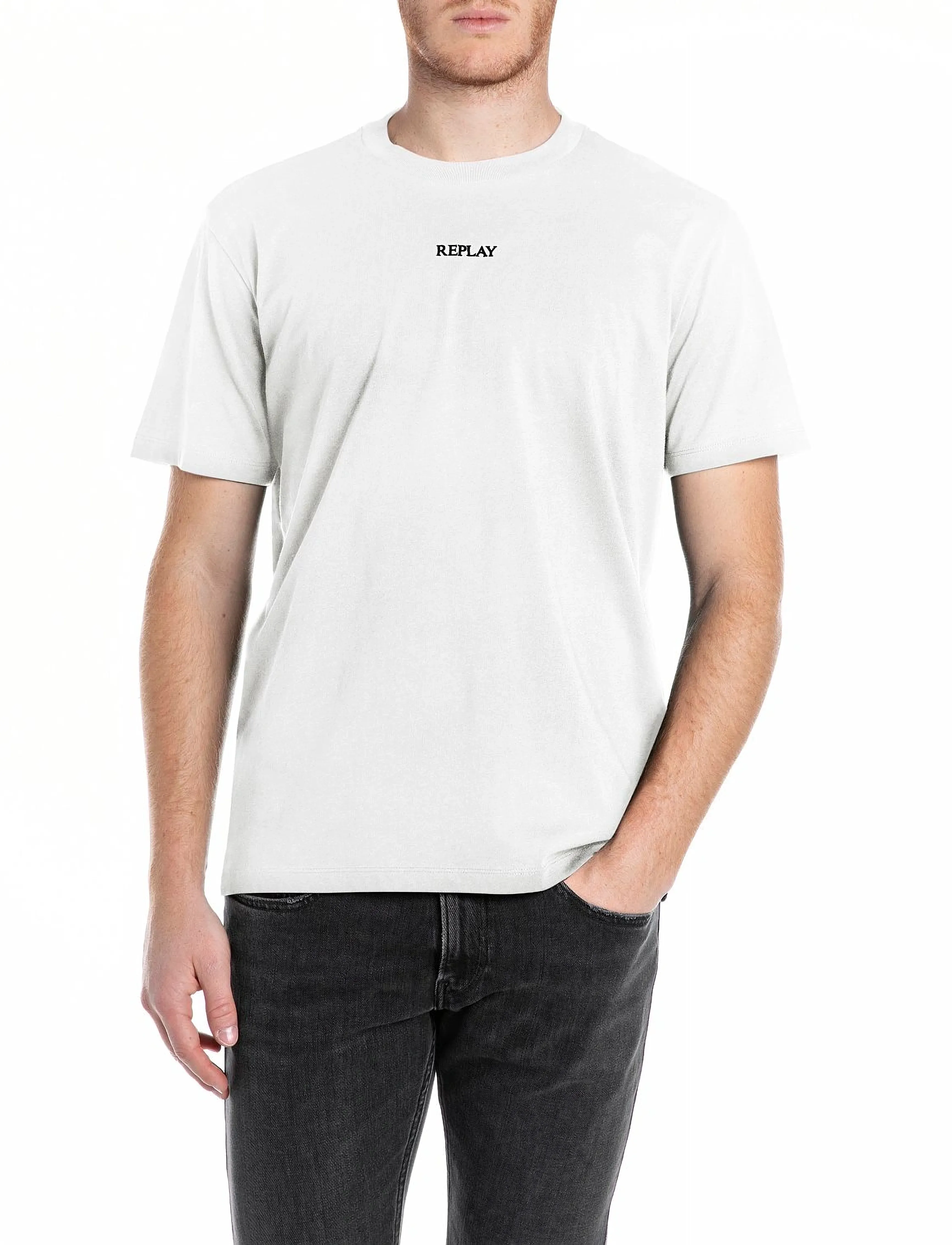 Replay T-Shirt Regular Replay Basics, XL, White, T-Shirts > Kortærmede, Herre