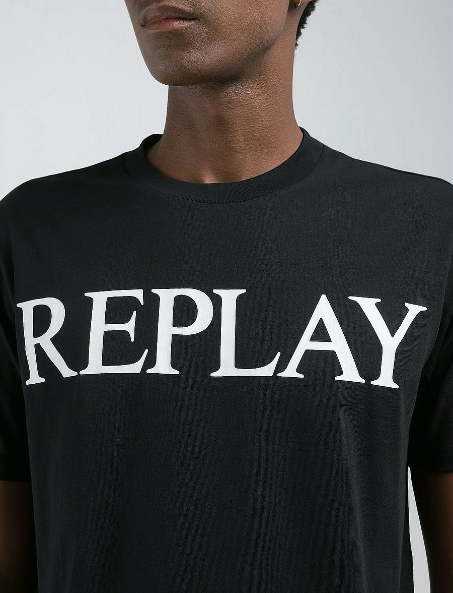 Replay - T-Shirt REGULAR Replay Basics - kortärmade t-shirts - black - 3