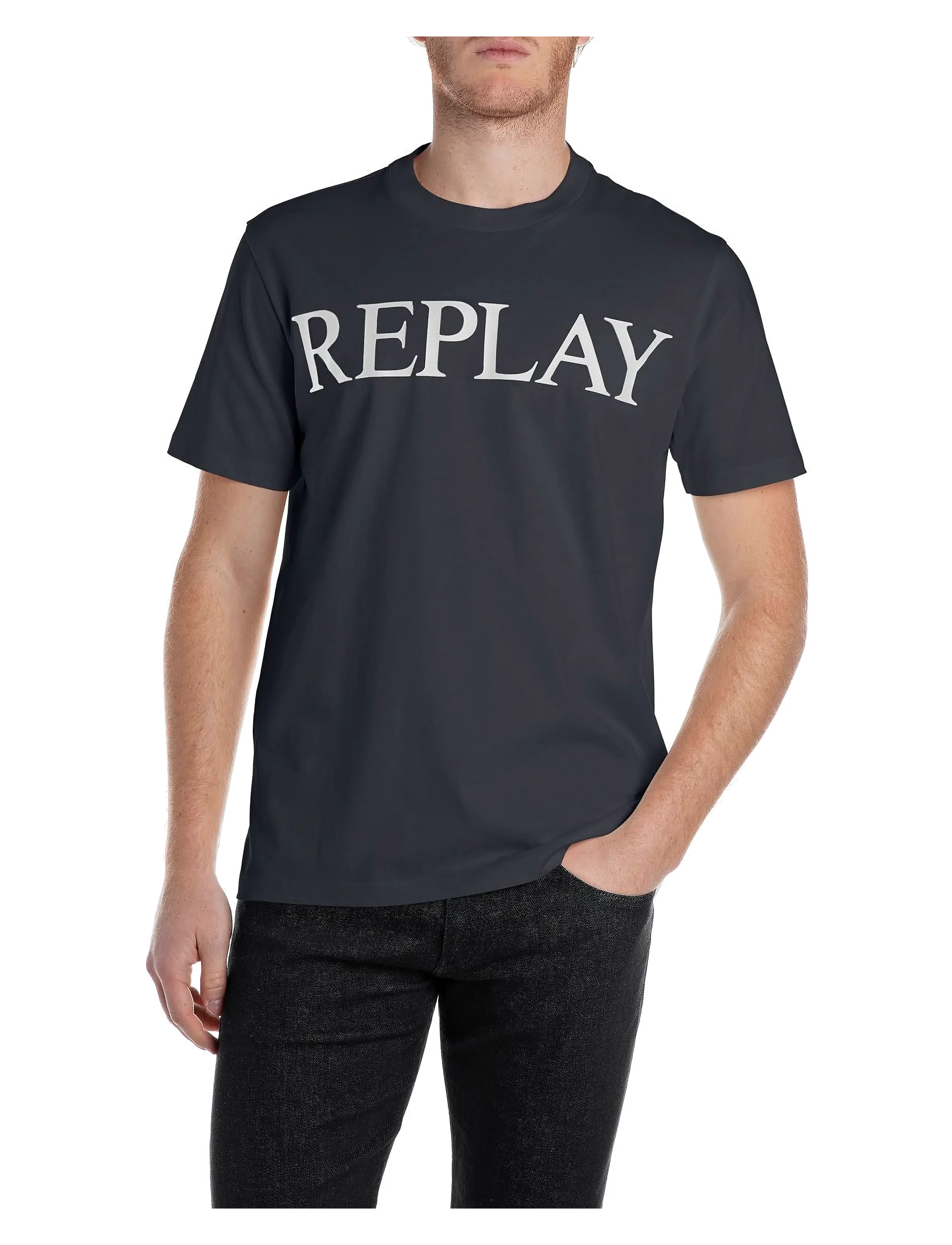 REPLAY T-Shirt Regular Replay Basics Schwarz - M - Herren